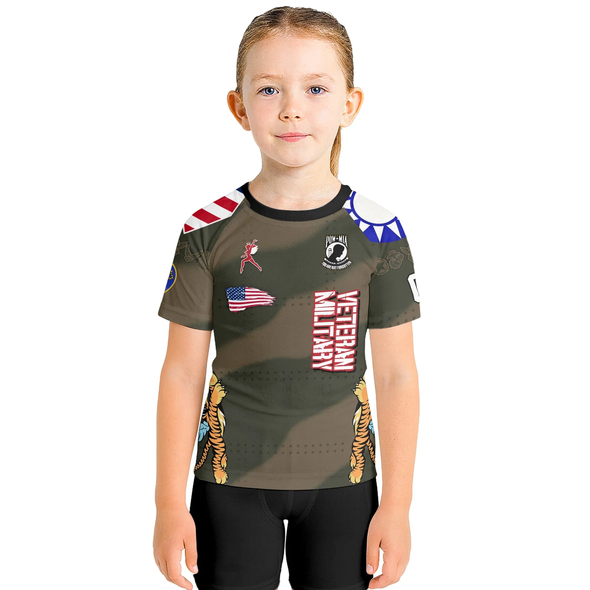 Personalized Veteran Airforce Flying Tiger Kids Rash Guard