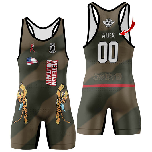 Personalized Veteran Airforce Flying Tiger Wrestling Singlets
