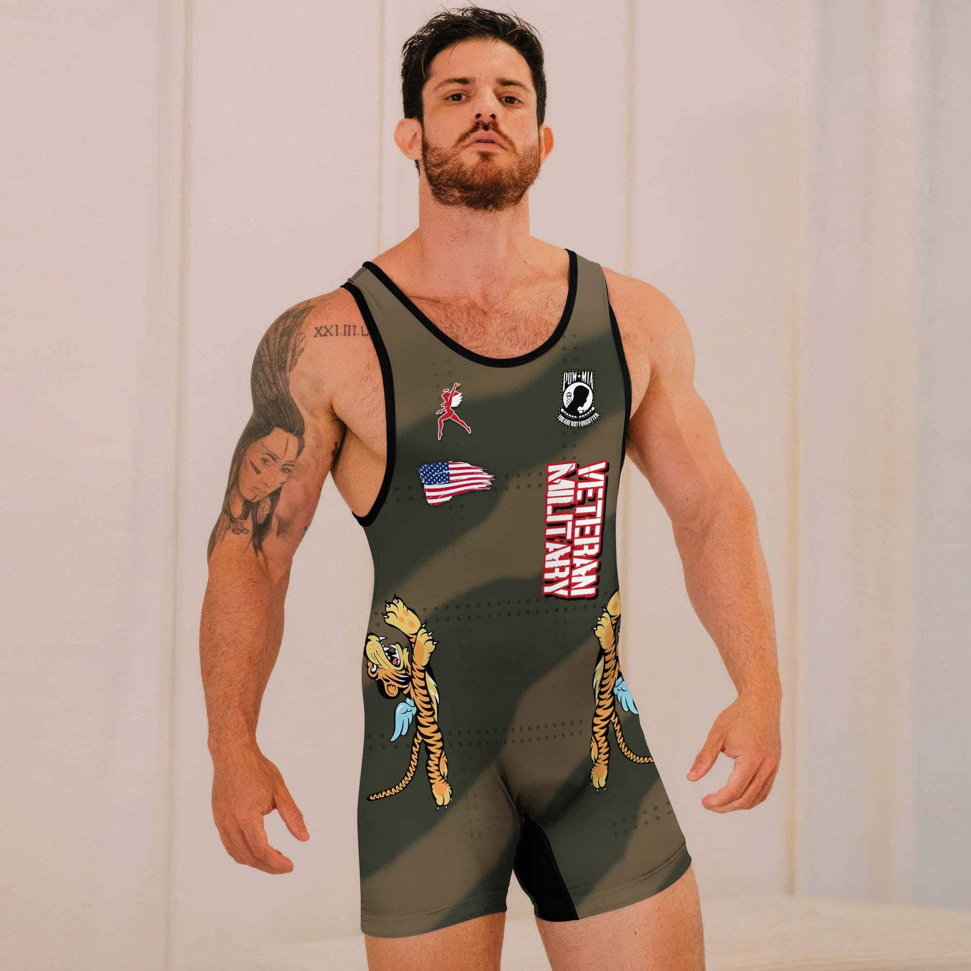 Personalized Veteran Airforce Flying Tiger Wrestling Singlets