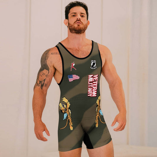 Personalized Veteran Airforce Flying Tiger Wrestling Singlets