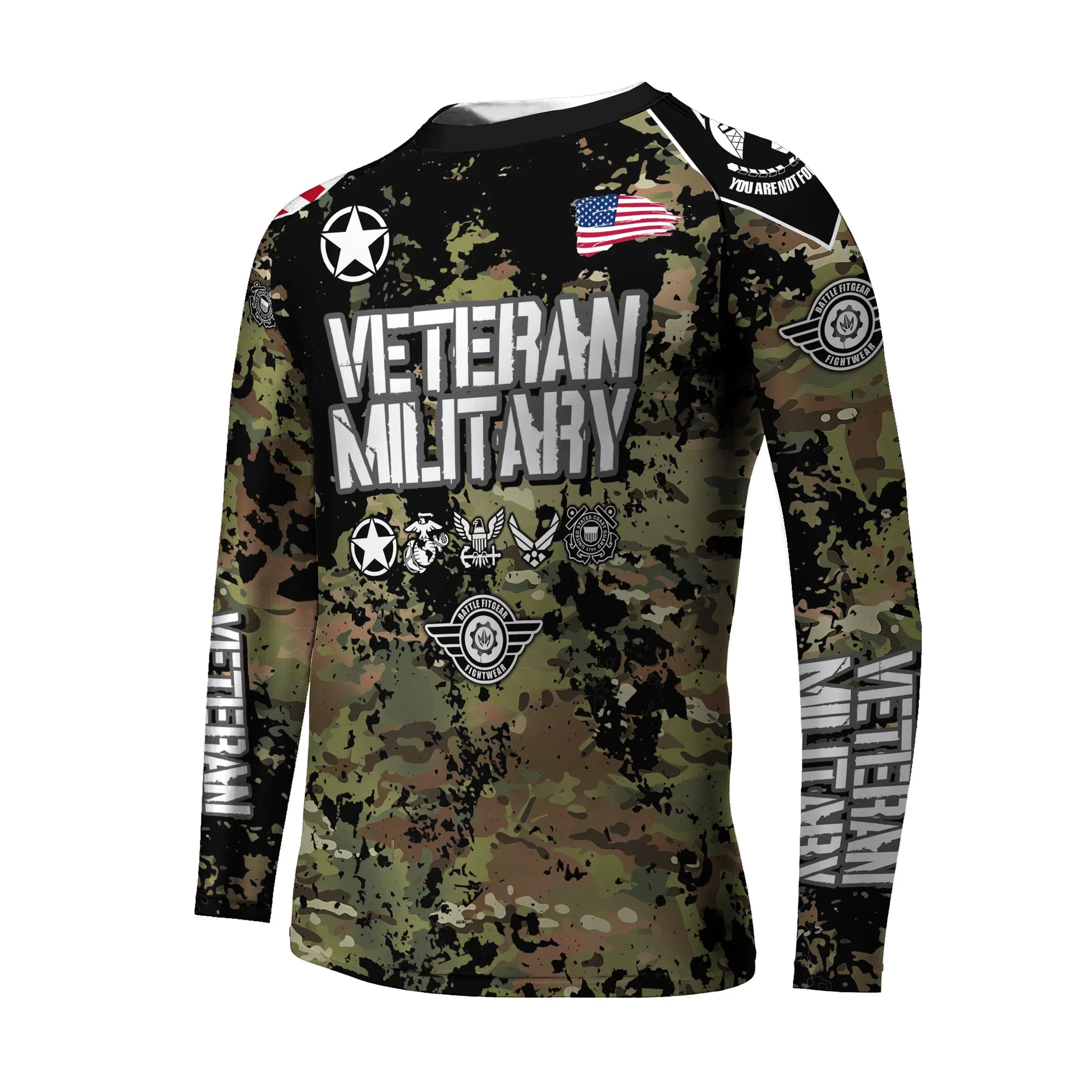 Personalized Veteran Army Camouflage Kids Rash Guard