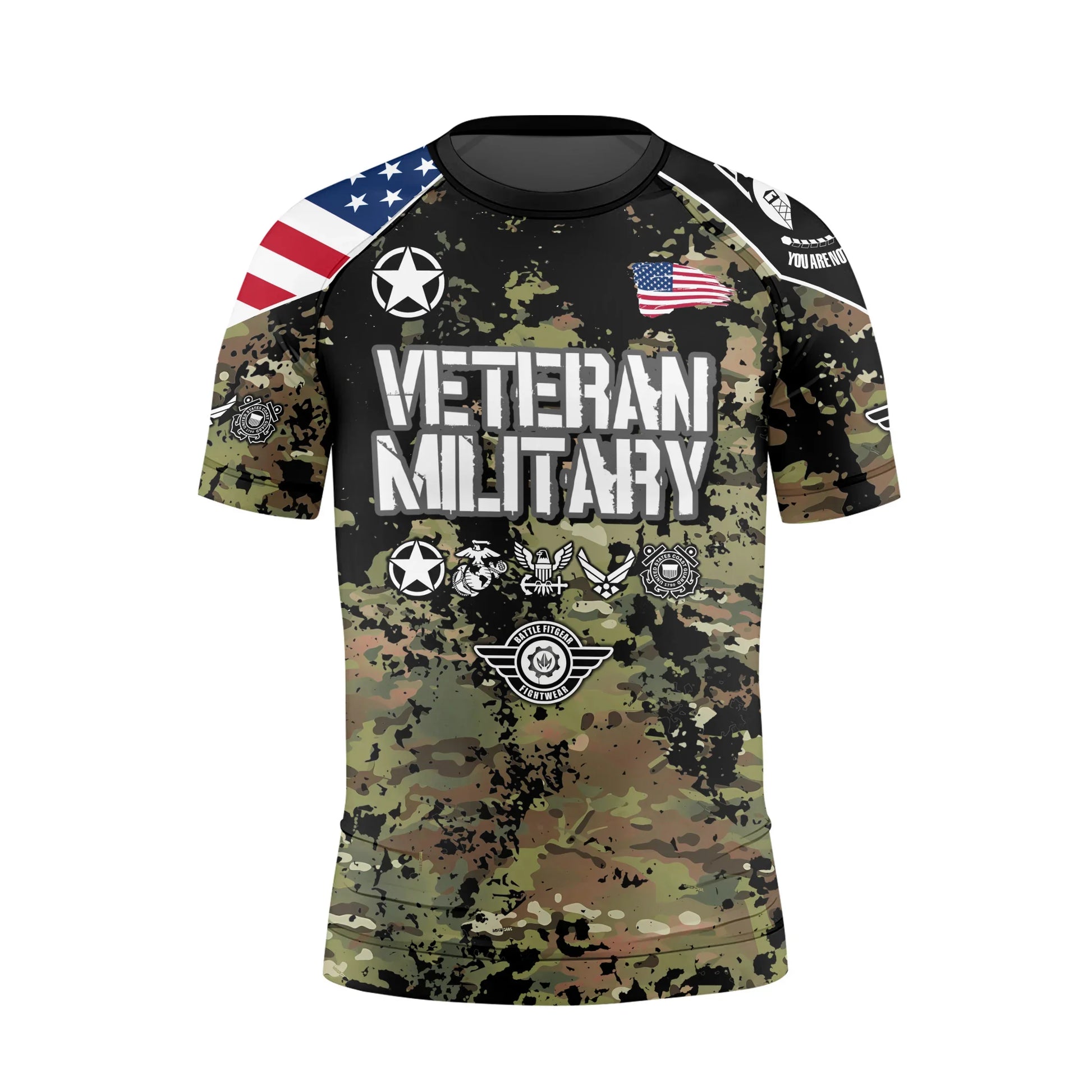 Personalized Veteran Army Camouflage Kids Rash Guard