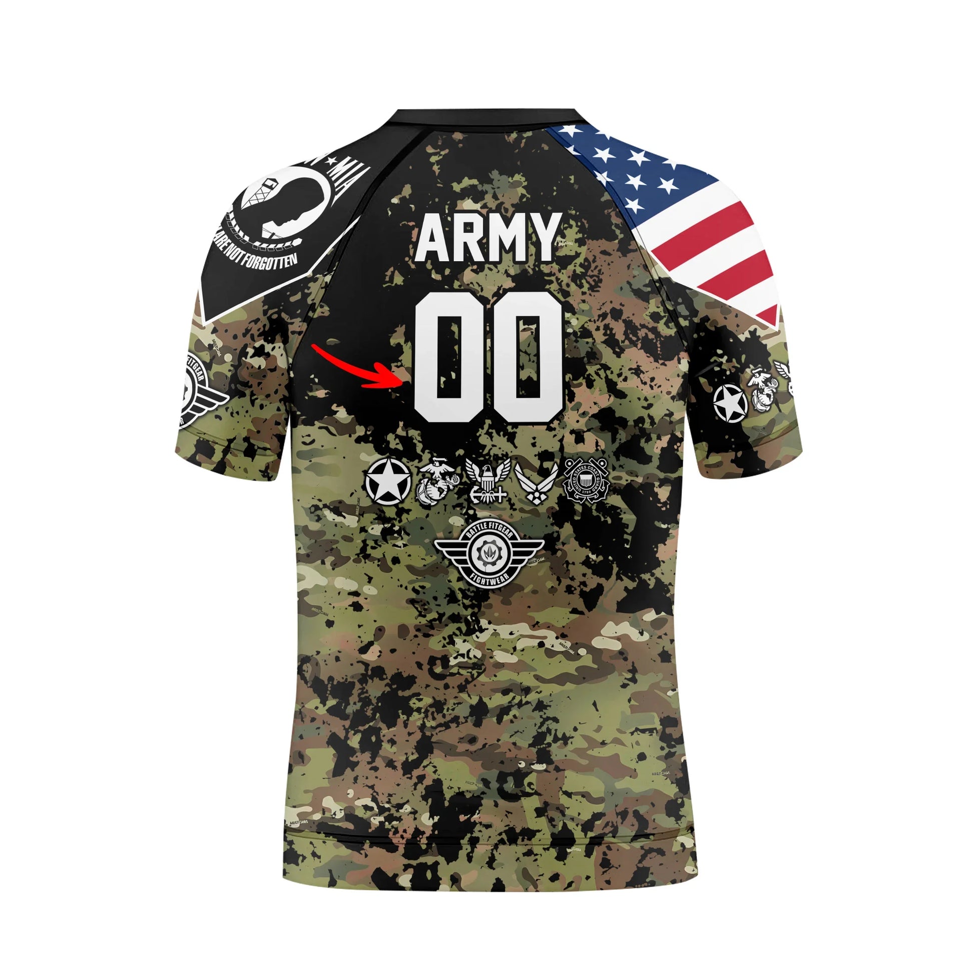 Personalized Veteran Army Camouflage Kids Rash Guard