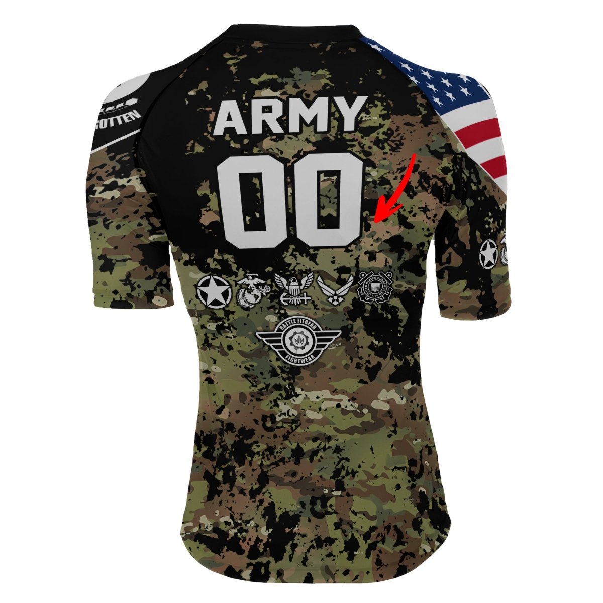 Personalized Veteran Army Camouflage Women's Short Sleeve Rash Guard - BattleFitGear