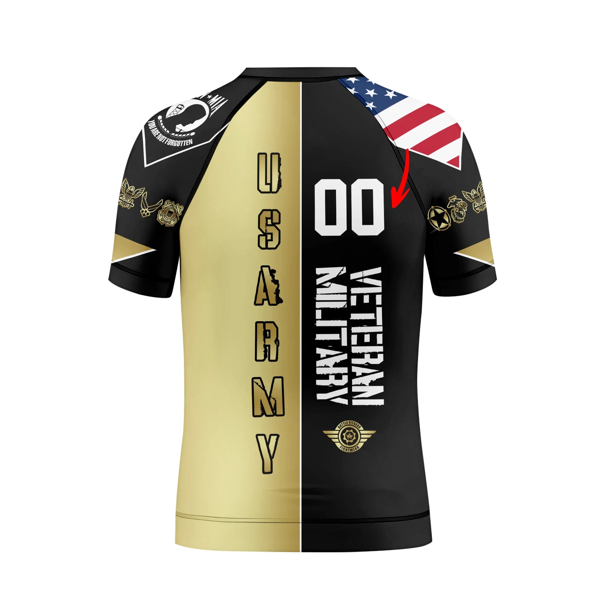 Personalized Veteran Army Football Kids Rash Guard