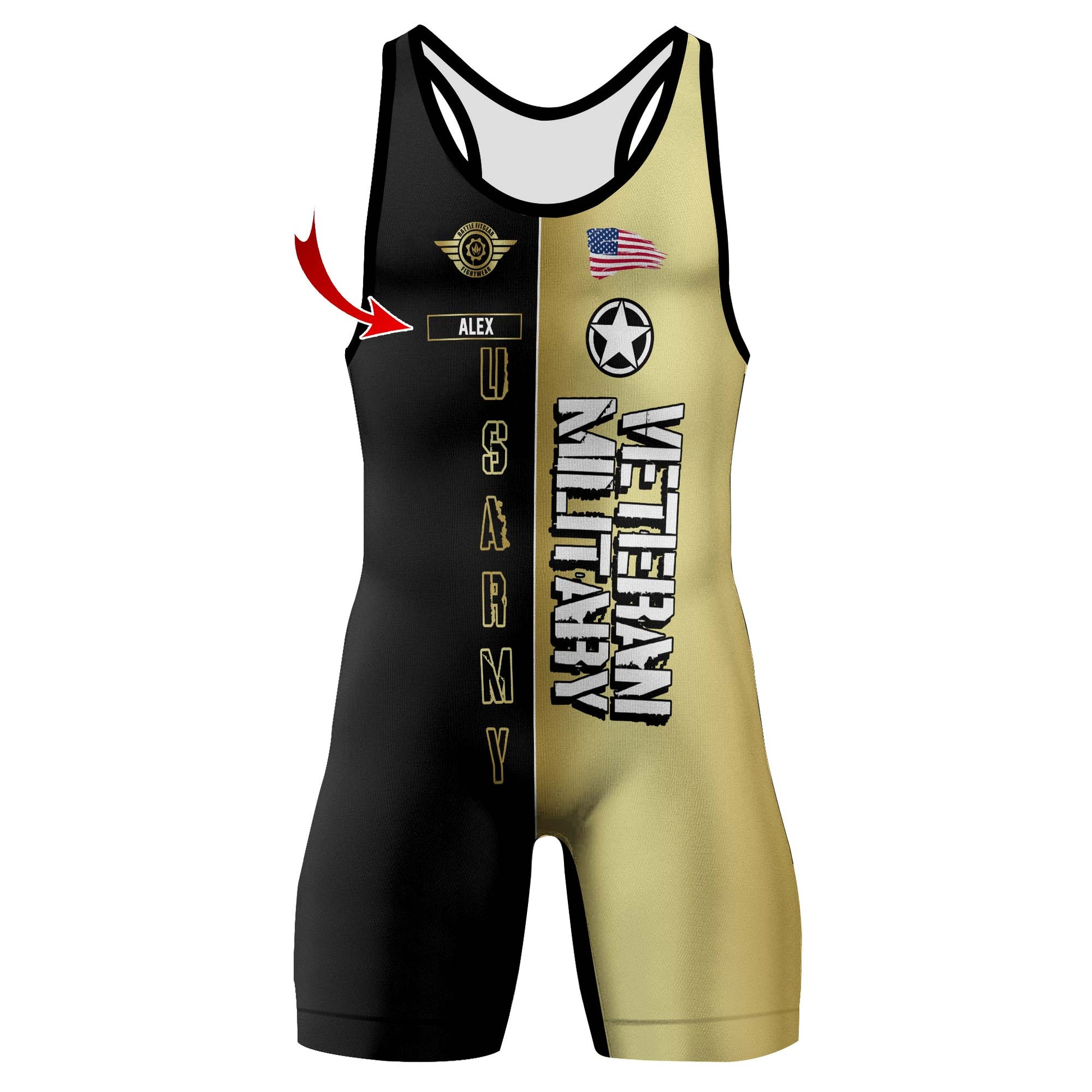 Personalized Veteran Army Football Wrestling Singlets