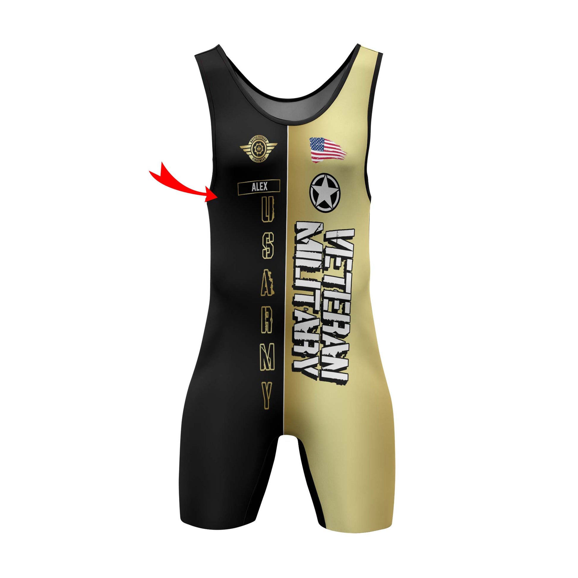 Personalized Veteran Army Football Wrestling Singlets