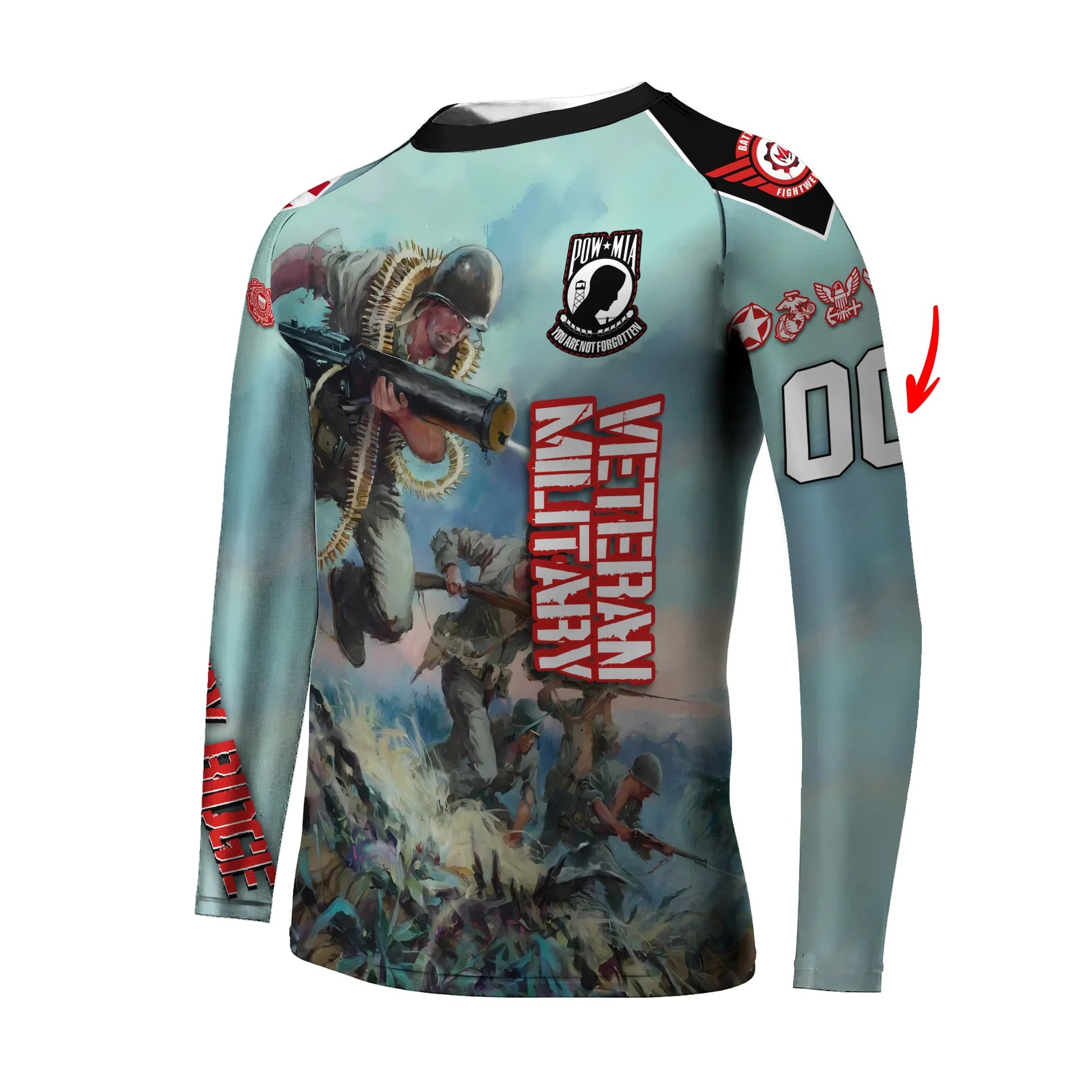 Personalized Veteran Bloody Ridge Kids Rash Guard