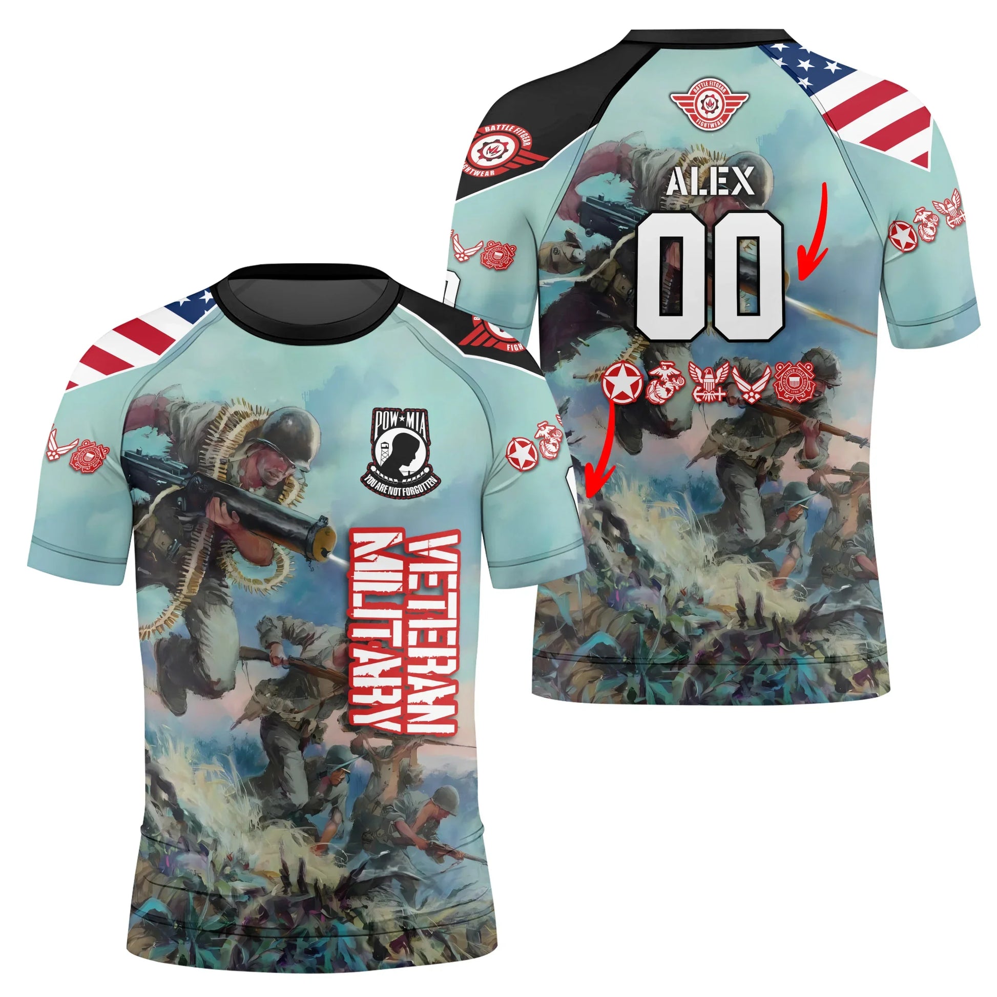 Personalized Veteran Bloody Ridge Kids Rash Guard
