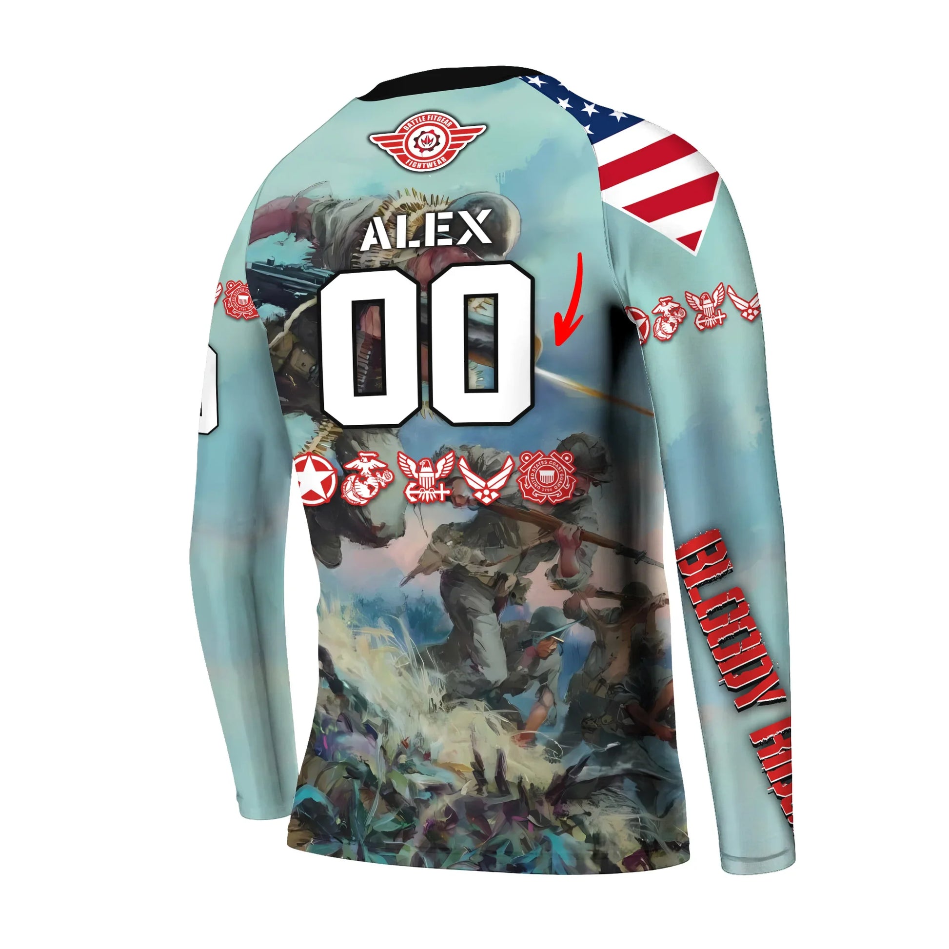 Personalized Veteran Bloody Ridge Kids Rash Guard