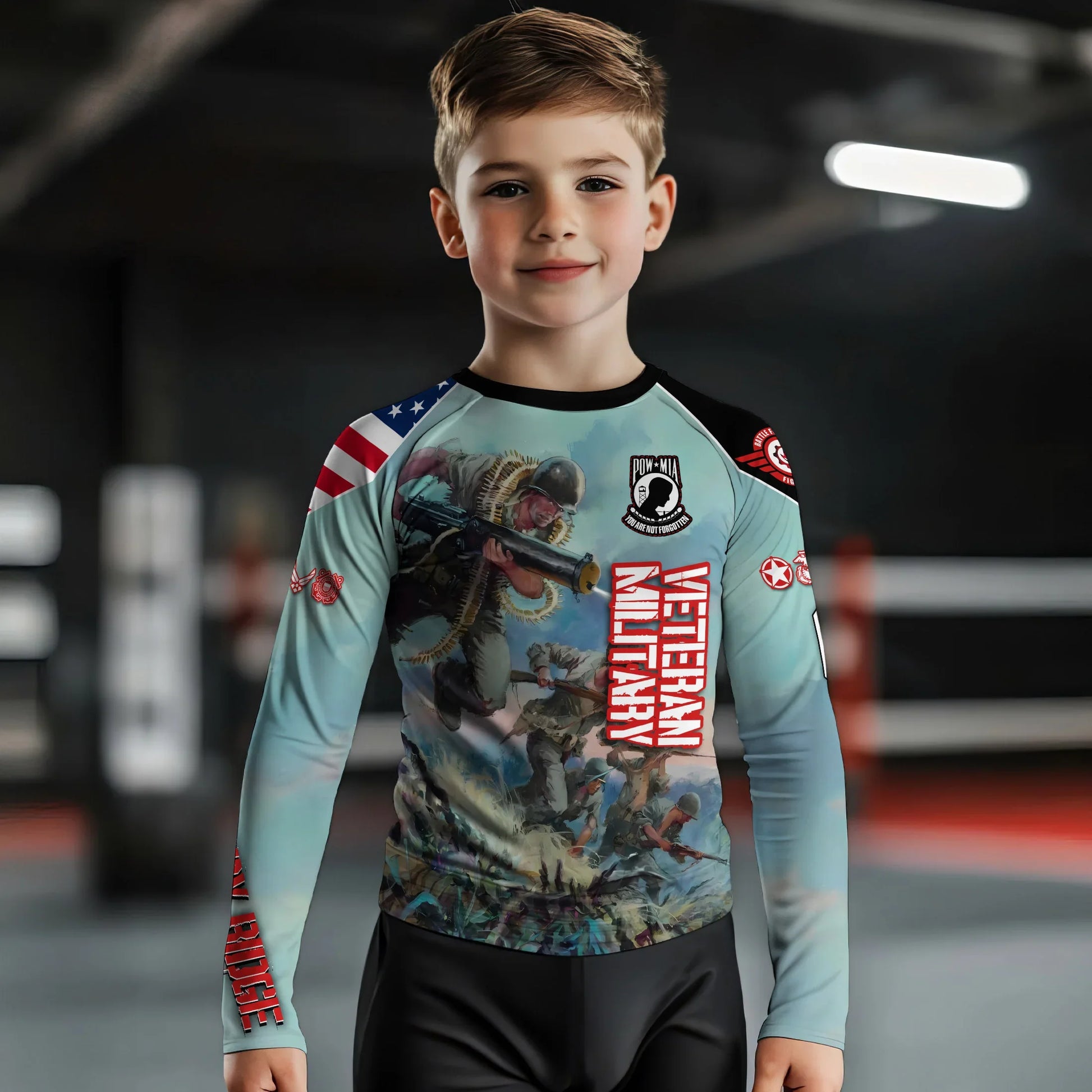 Personalized Veteran Bloody Ridge Kids Rash Guard