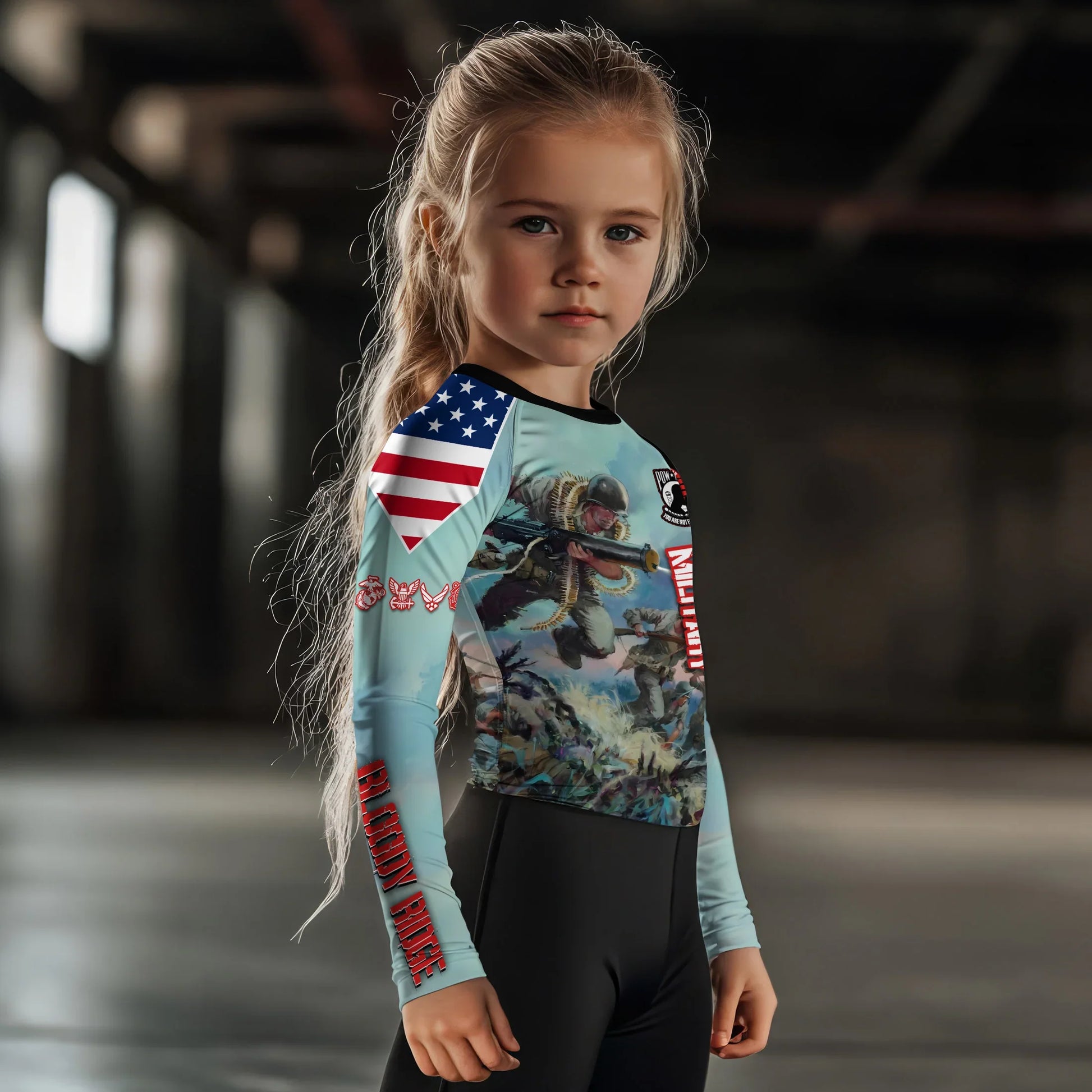 Personalized Veteran Bloody Ridge Kids Rash Guard
