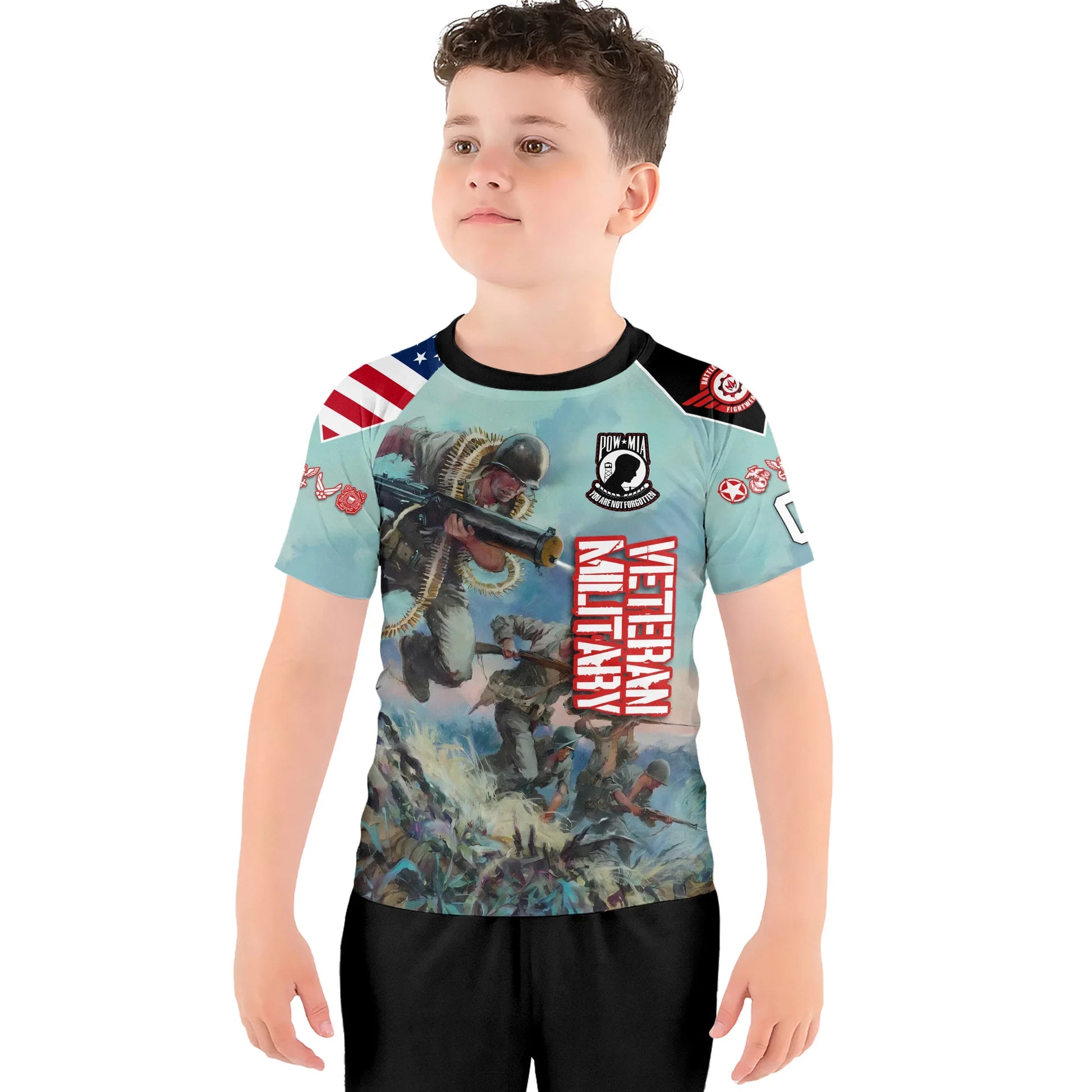Personalized Veteran Bloody Ridge Kids Rash Guard