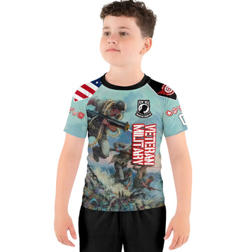 Personalized Veteran Bloody Ridge Kids Rash Guard