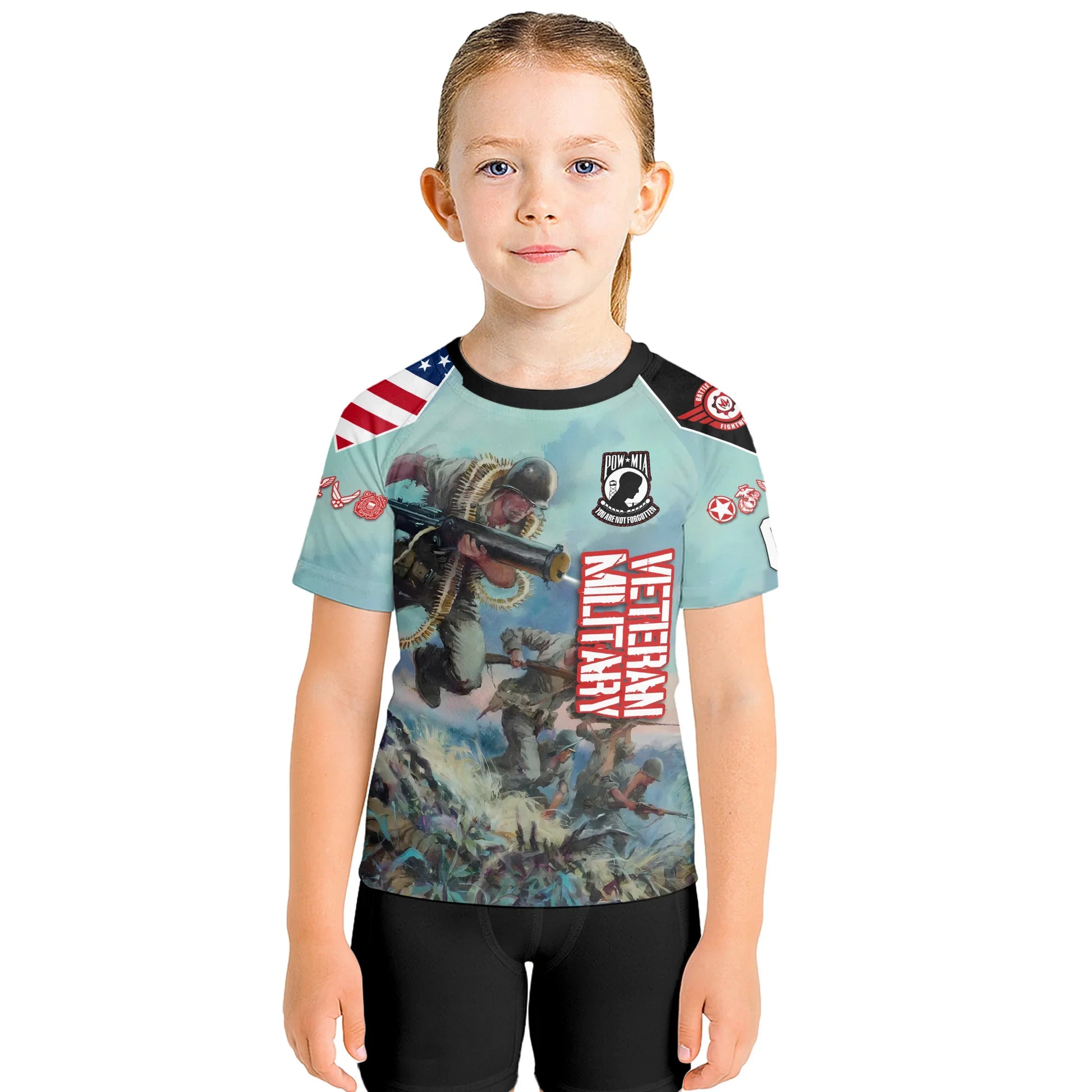 Personalized Veteran Bloody Ridge Kids Rash Guard