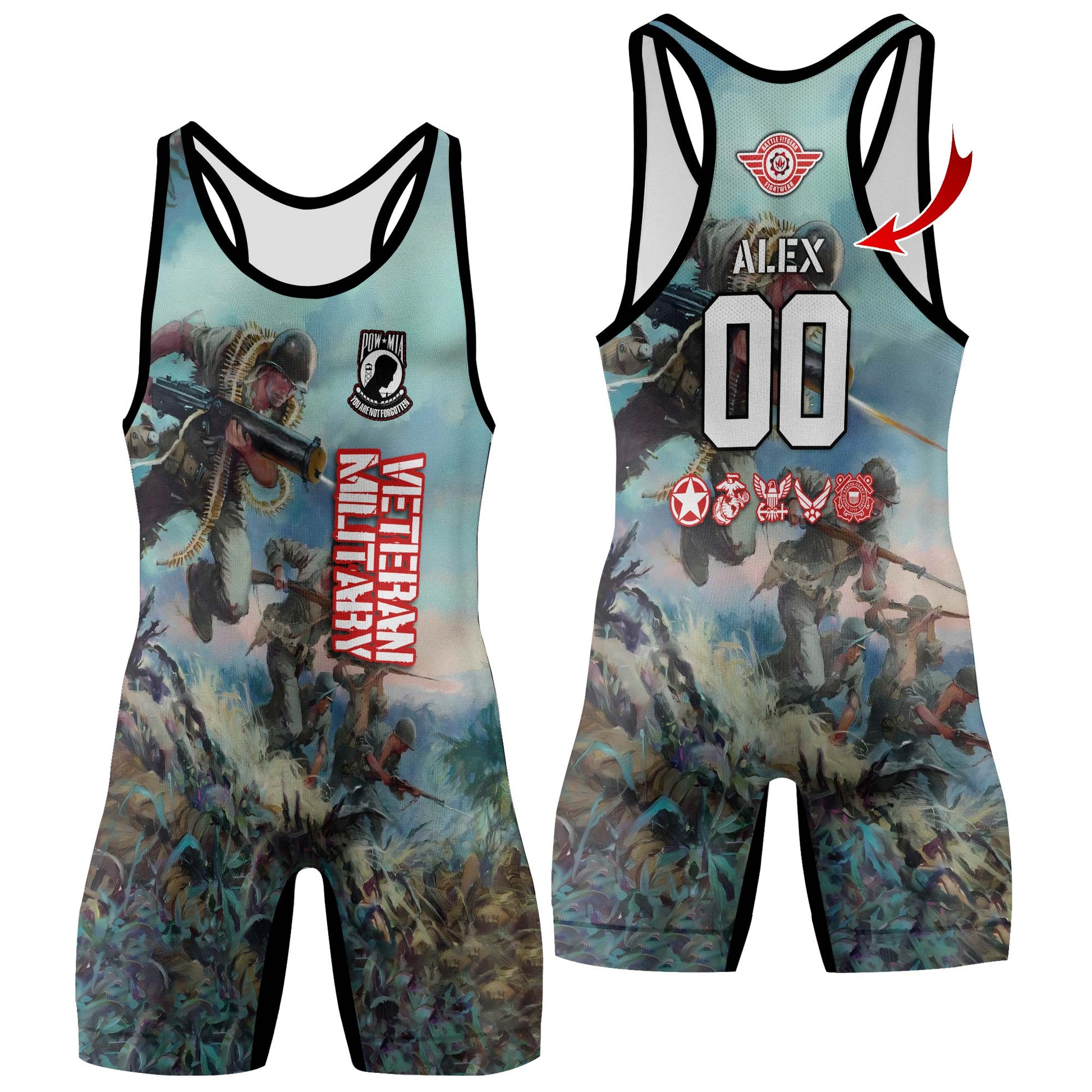 Personalized Veteran Bloody Ridge Wrestling Singlets