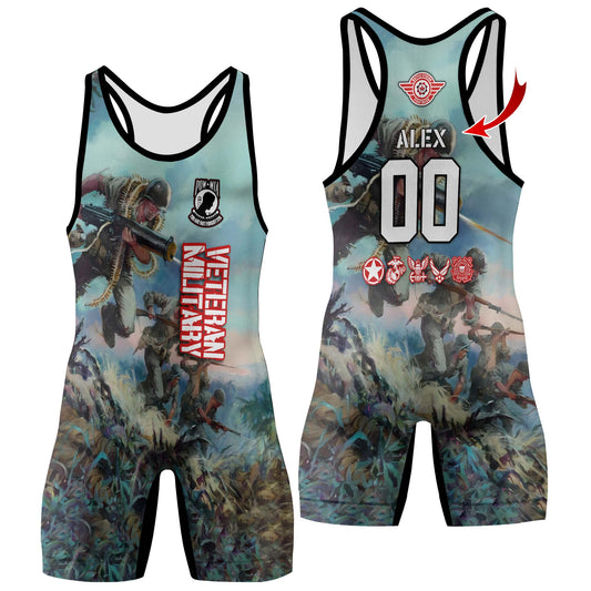 Personalized Veteran Bloody Ridge Wrestling Singlets