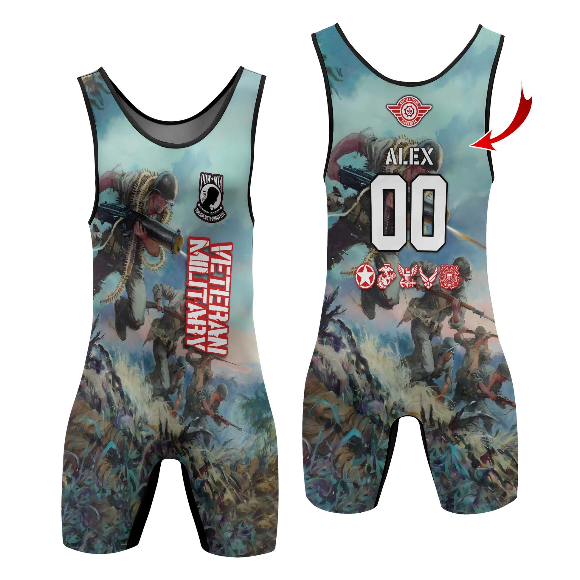 Personalized Veteran Bloody Ridge Wrestling Singlets