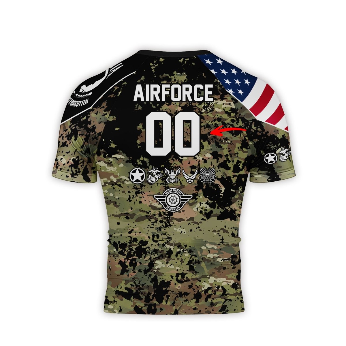 Personalized Veteran Air Force Camouflage Men's Short Sleeve Rash Guard - BattleFitGear