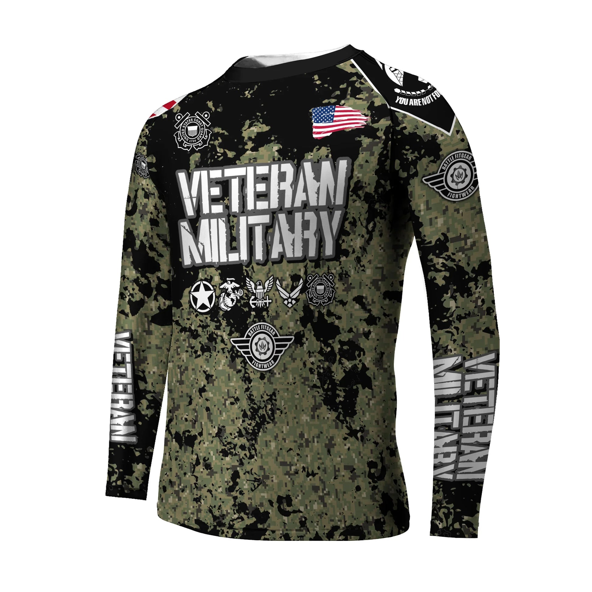 Personalized Veteran Coast Guard Camouflage Kids Rash Guard