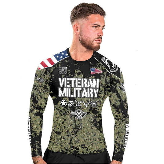 Personalized Veteran Coast Guard Camouflage Men's Long Sleeve Rash Guard - BattleFitGear