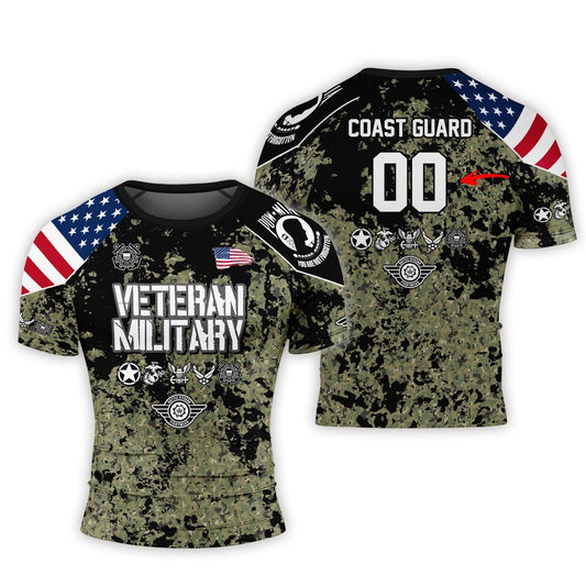 Personalized Veteran Coast Guard Camouflage Men's Short Sleeve Rash Guard - BattleFitGear