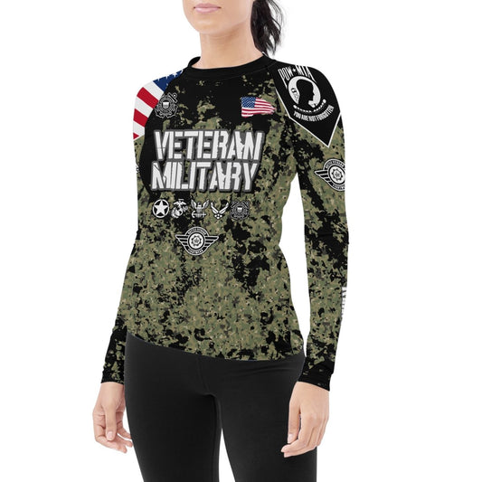 Personalized Veteran Coast Guard Camouflage Women's Long Sleeve Rash Guard - BattleFitGear