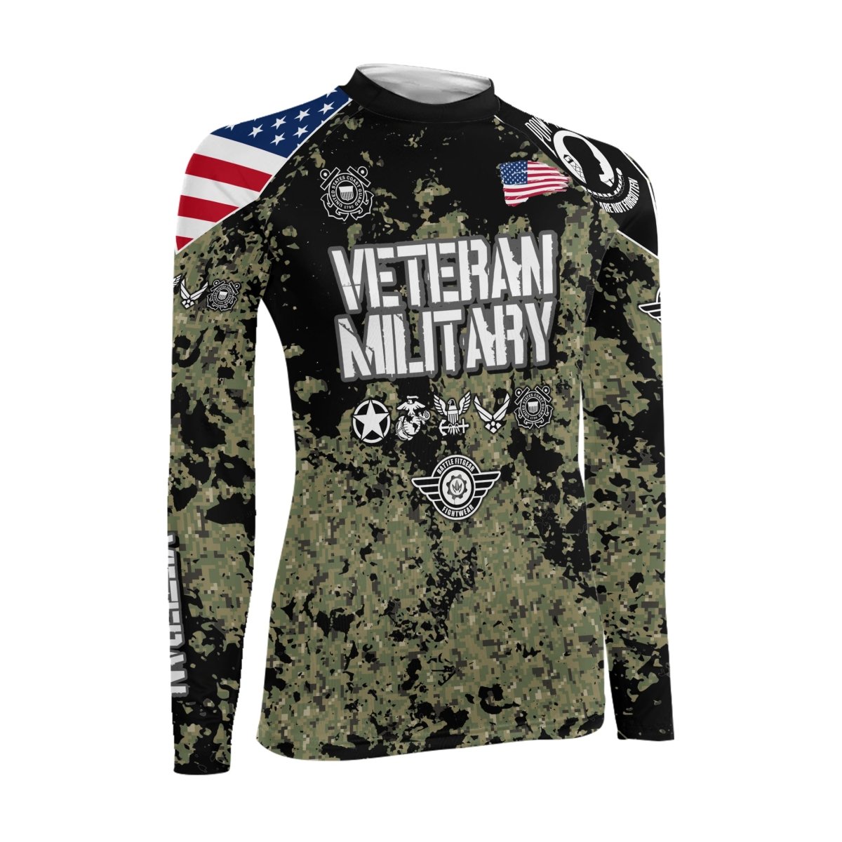 Personalized Veteran Coast Guard Camouflage Women's Long Sleeve Rash Guard - BattleFitGear