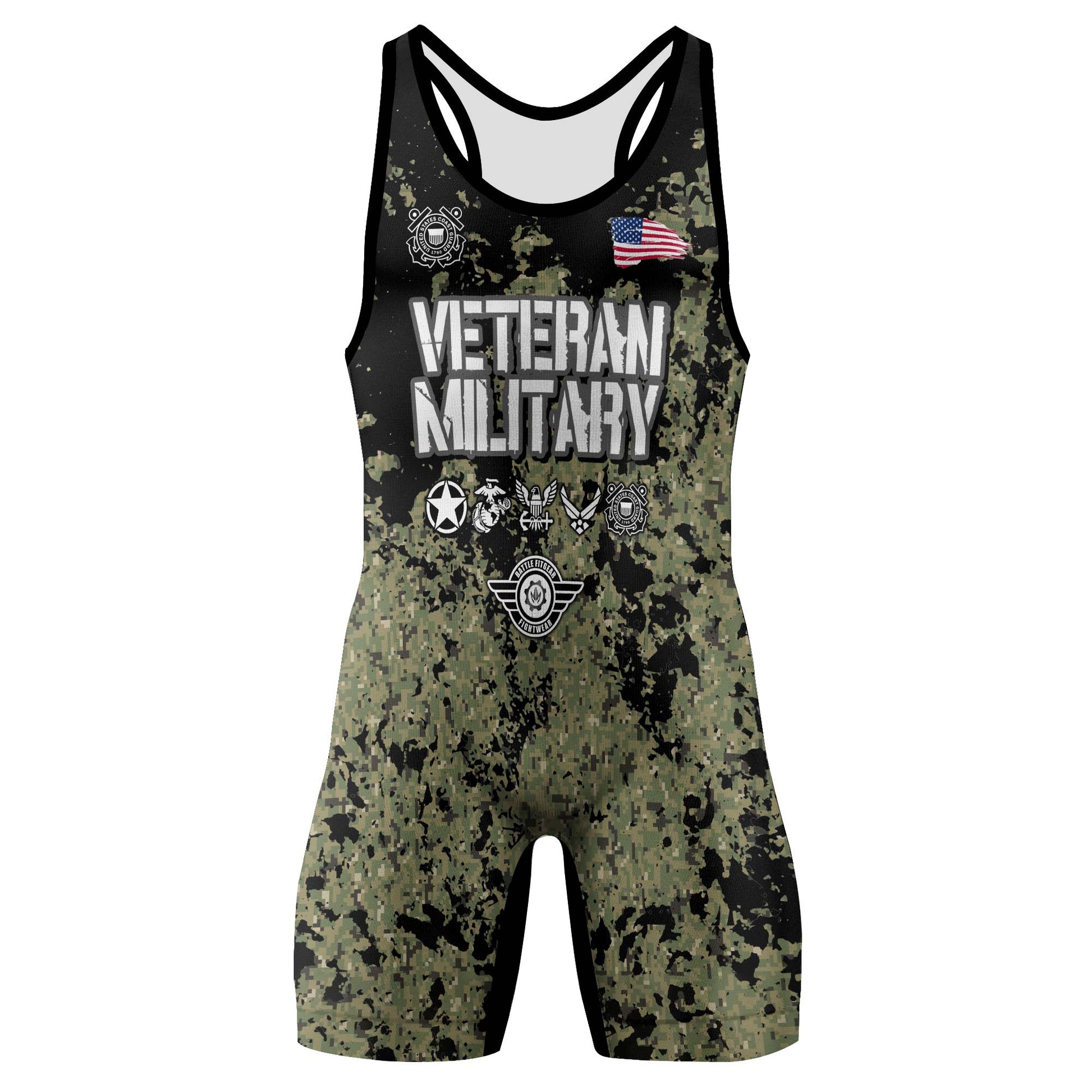 Personalized Veteran Coast Guard Camouflage Wrestling Singlets
