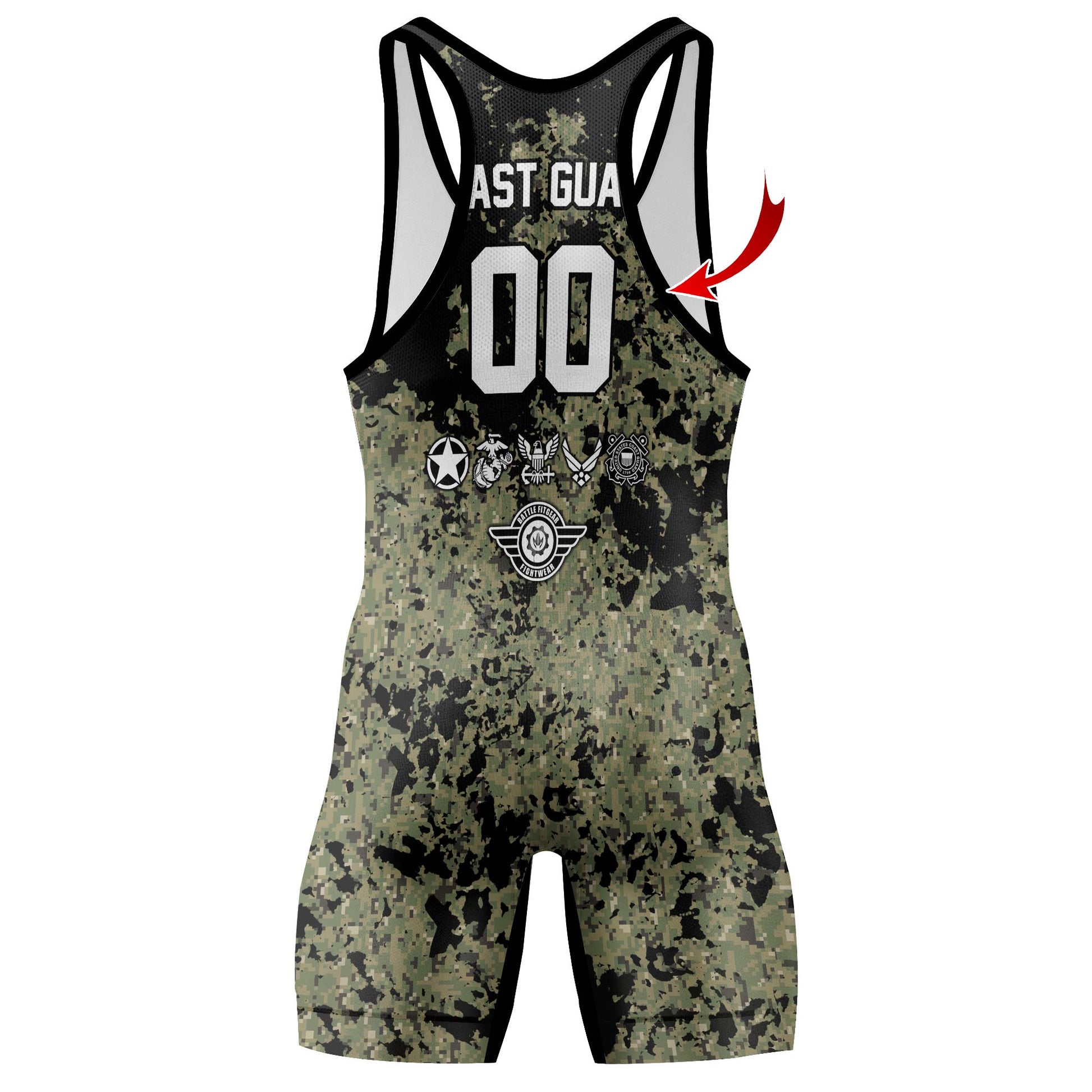 Personalized Veteran Coast Guard Camouflage Wrestling Singlets