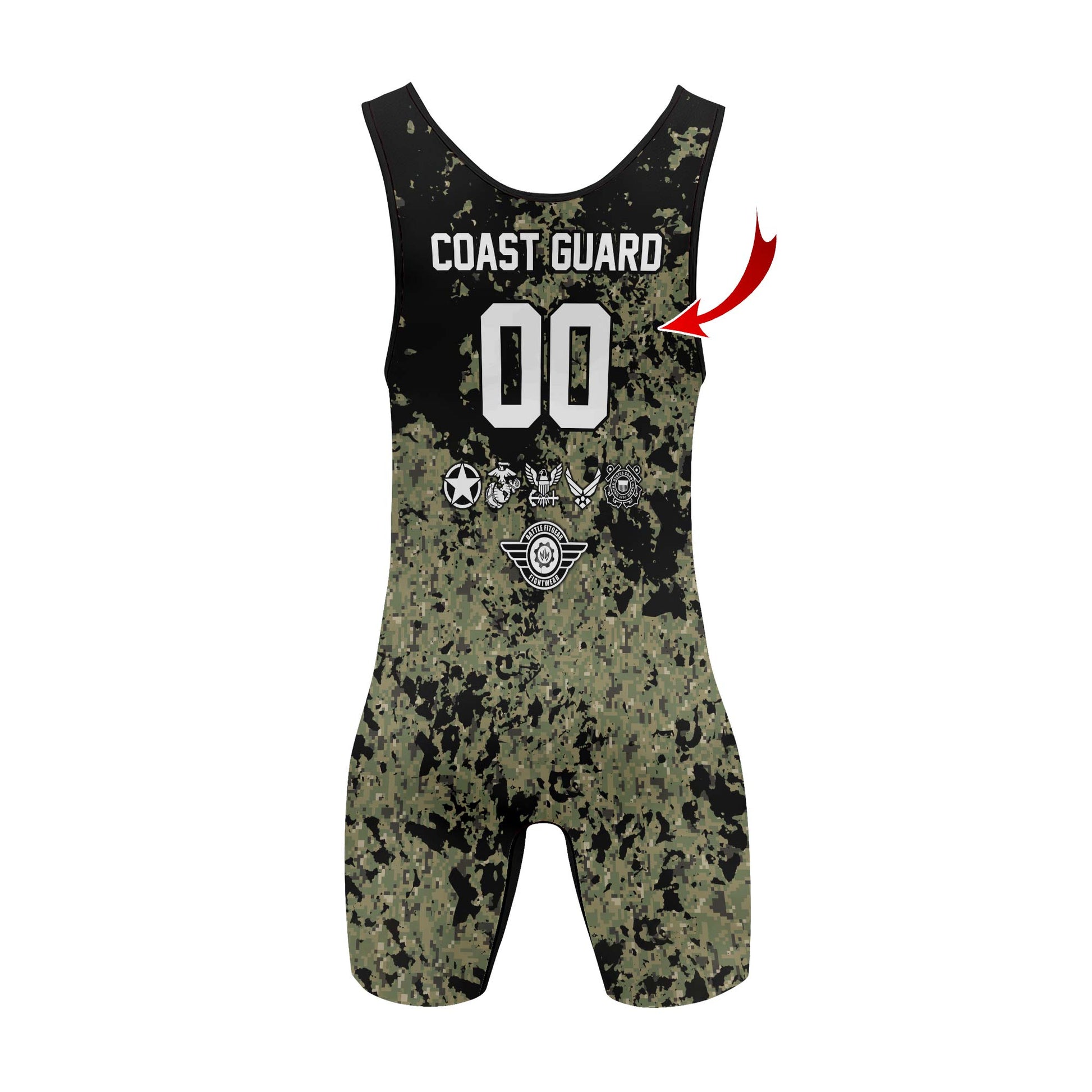 Personalized Veteran Coast Guard Camouflage Wrestling Singlets