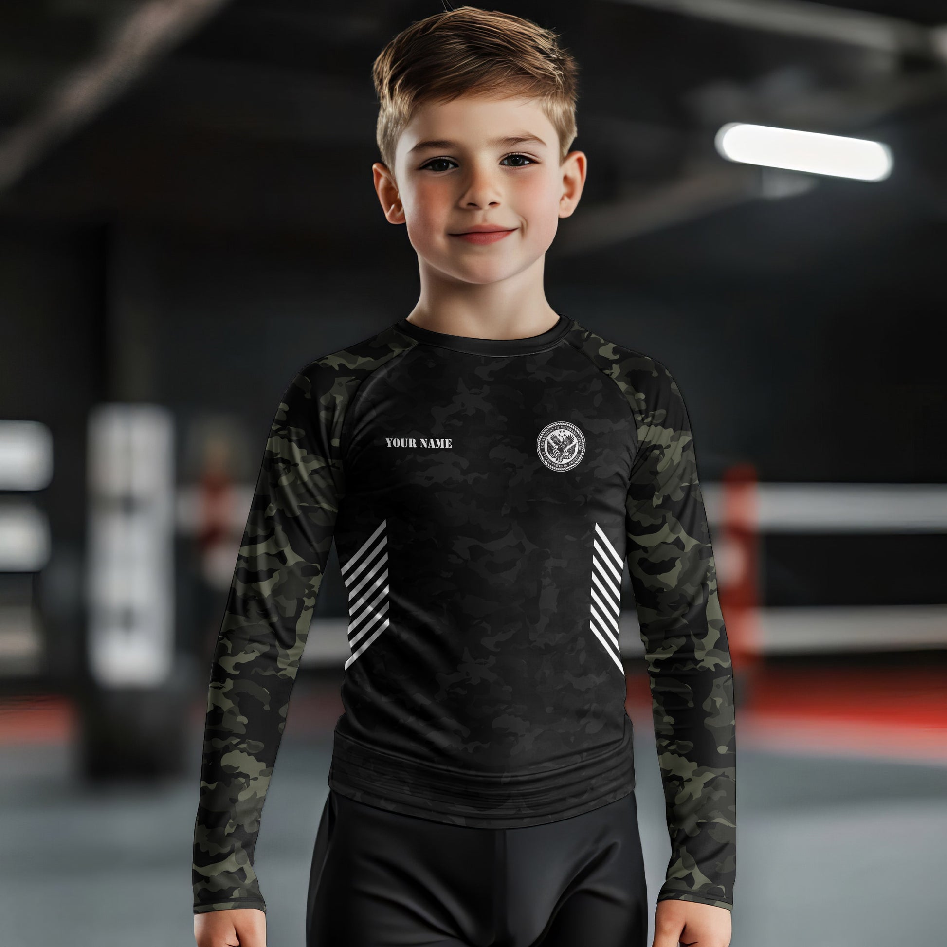 Personalized Veteran Kids Rash Guard