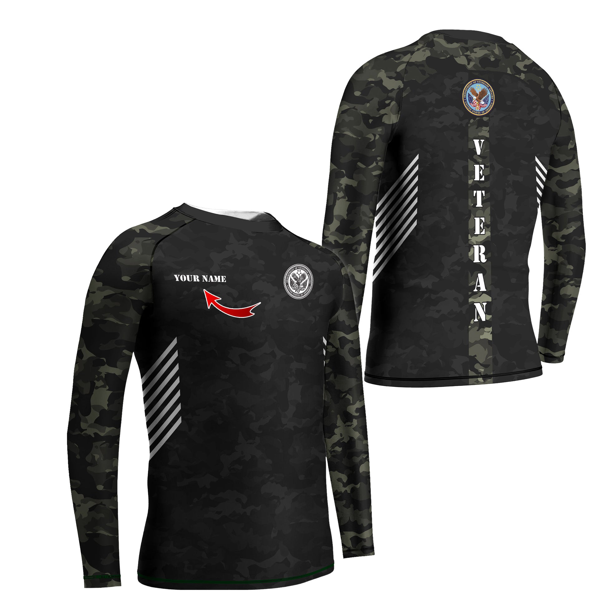 Personalized Veteran Kids Rash Guard