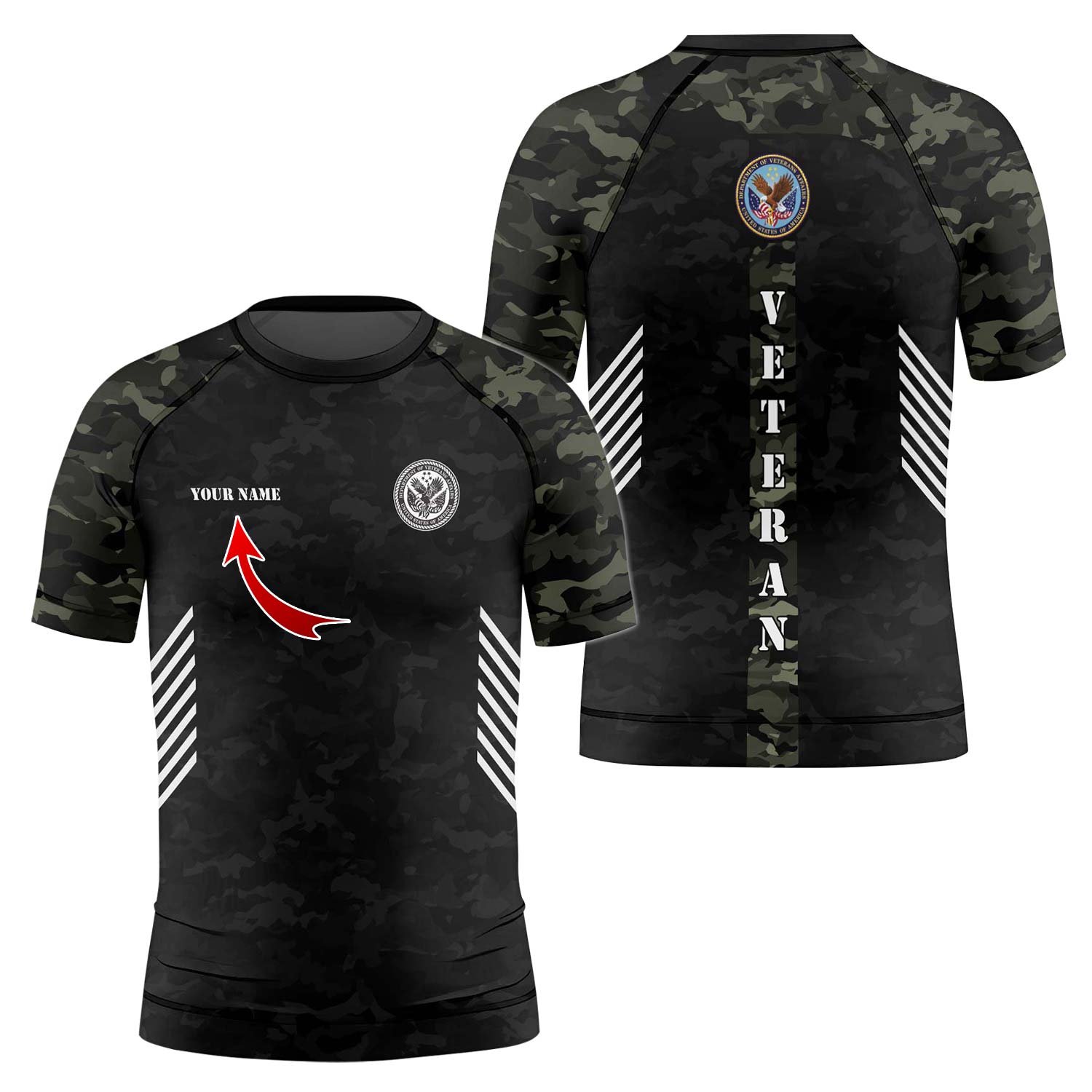 Personalized Veteran Kids Rash Guard