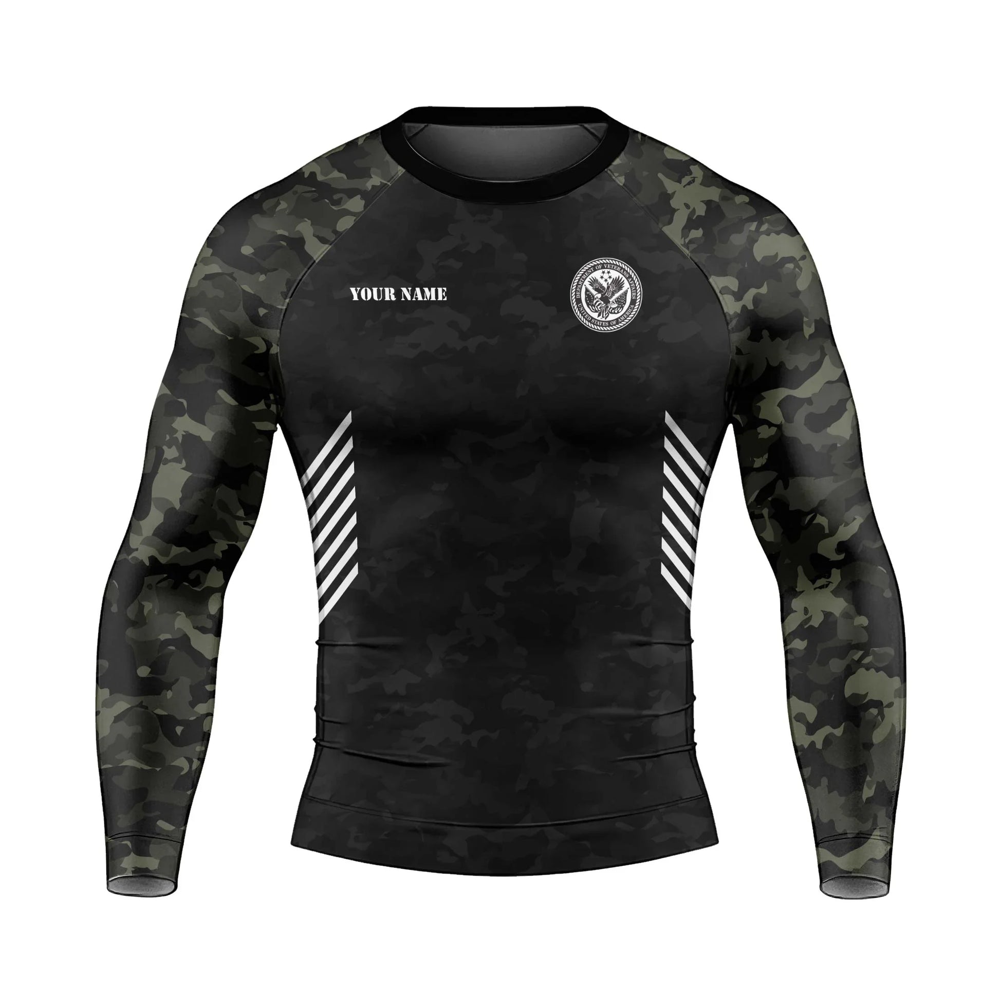 Personalized Veteran Men's Long Sleeve Rash Guard