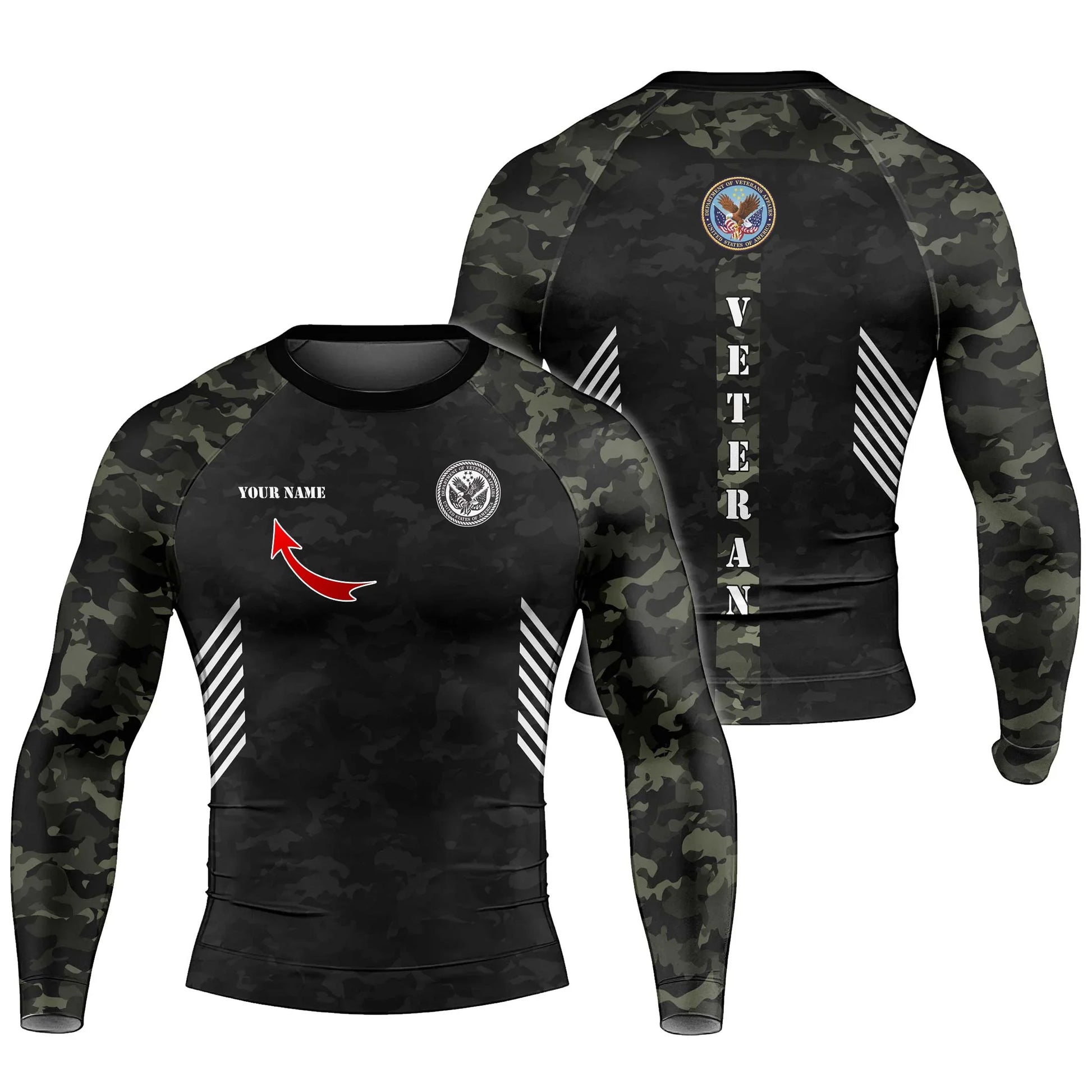 Personalized Veteran Men's Long Sleeve Rash Guard