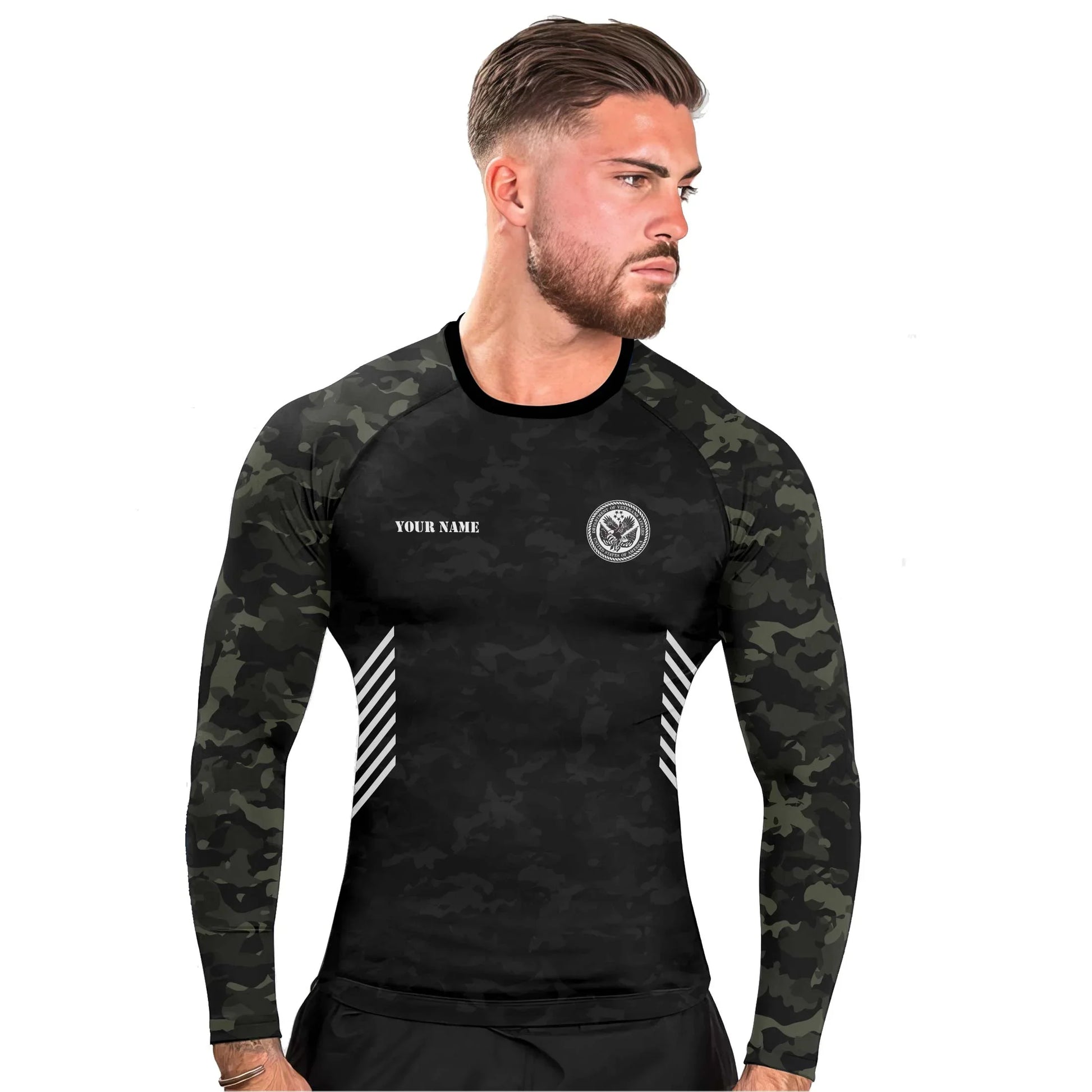 Personalized Veteran Men's Long Sleeve Rash Guard