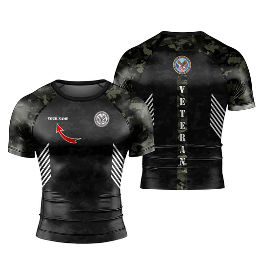 Personalized Veteran Men's Short Sleeve Rash Guard