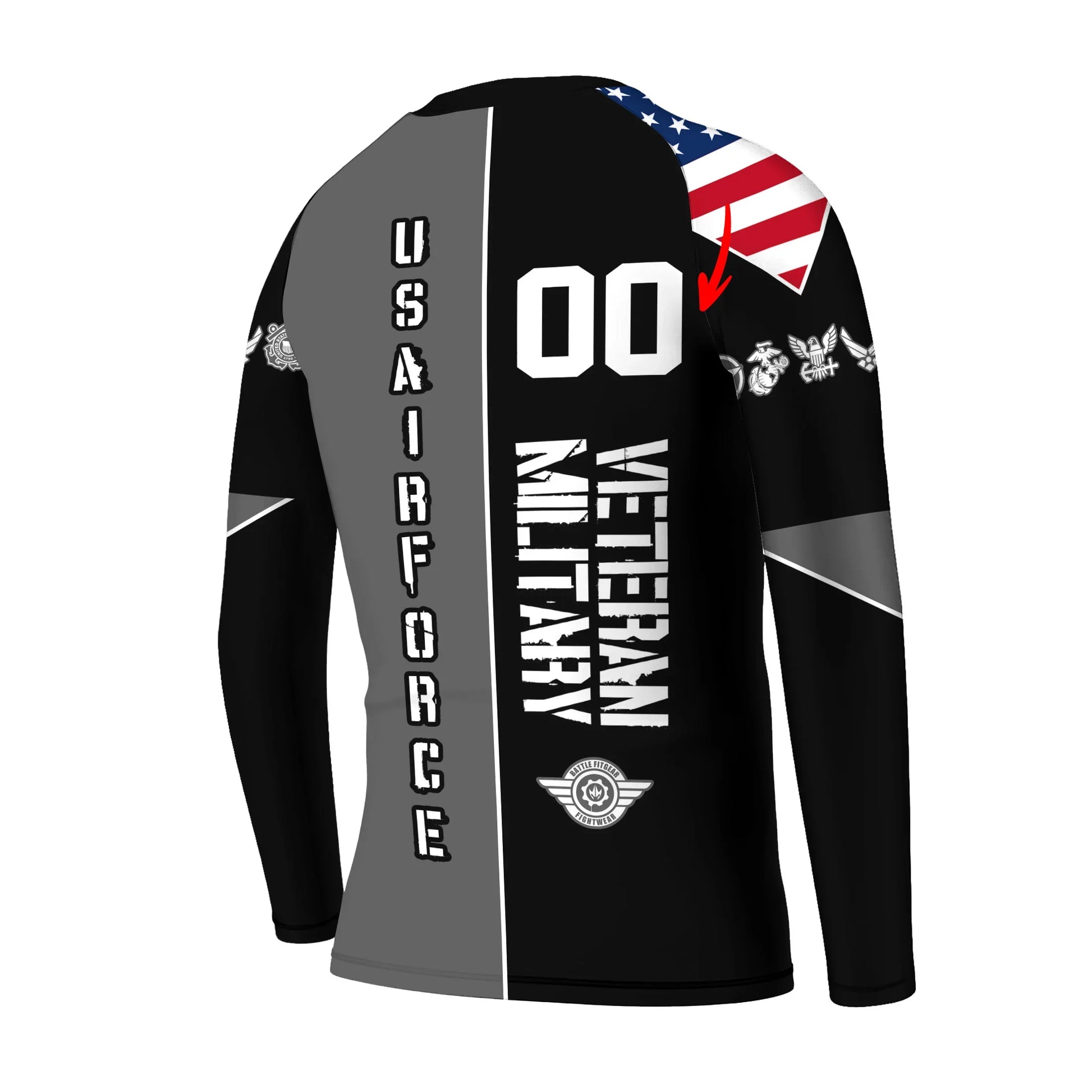 Personalized Veteran Military Air Force Kids Rash Guard