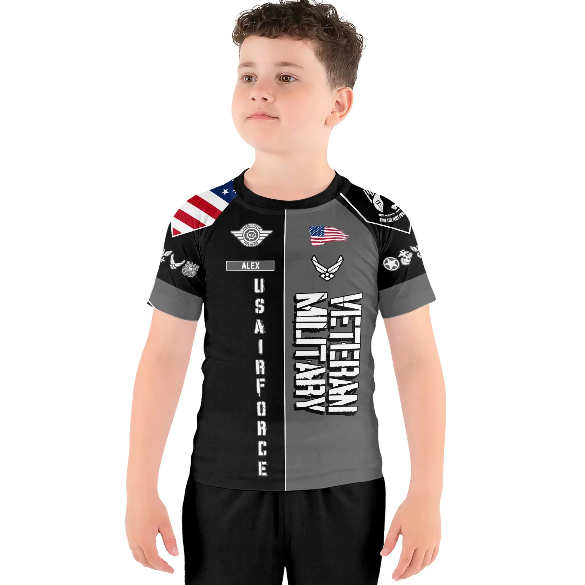 Personalized Veteran Military Air Force Kids Rash Guard