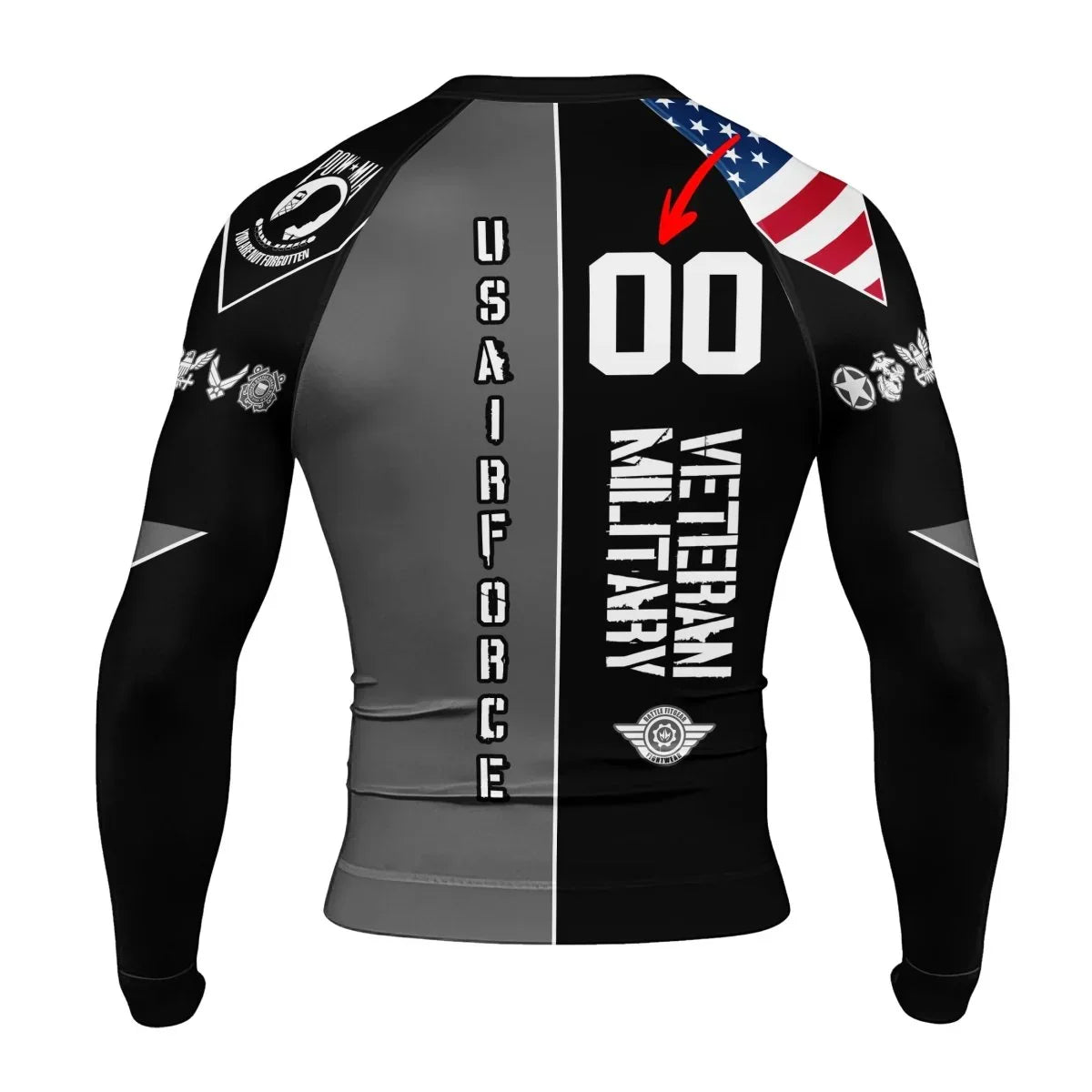 Personalized Veteran Military Air Force Men's Long Sleeve Rash Guard