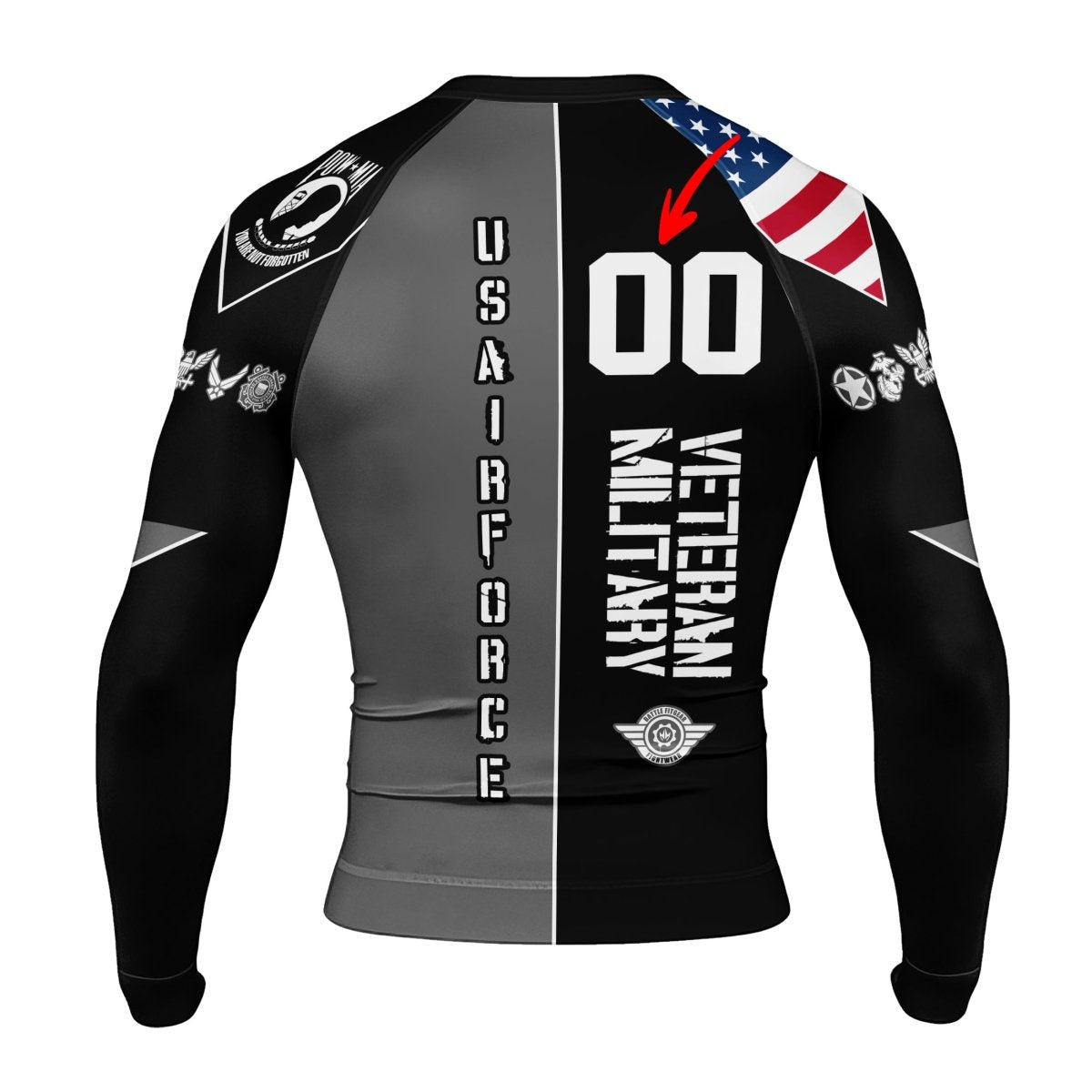 Personalized Veteran Military Air Force Men's Long Sleeve Rash Guard - BattleFitGear