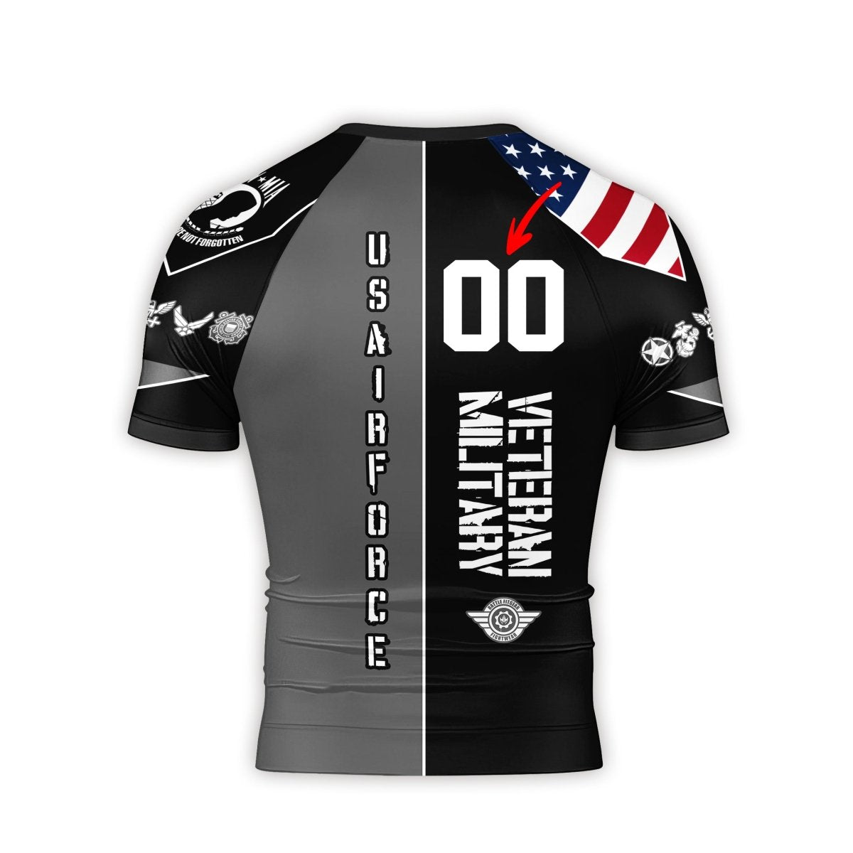 Personalized Veteran Military Air Force Men's Short Sleeve Rash Guard - BattleFitGear