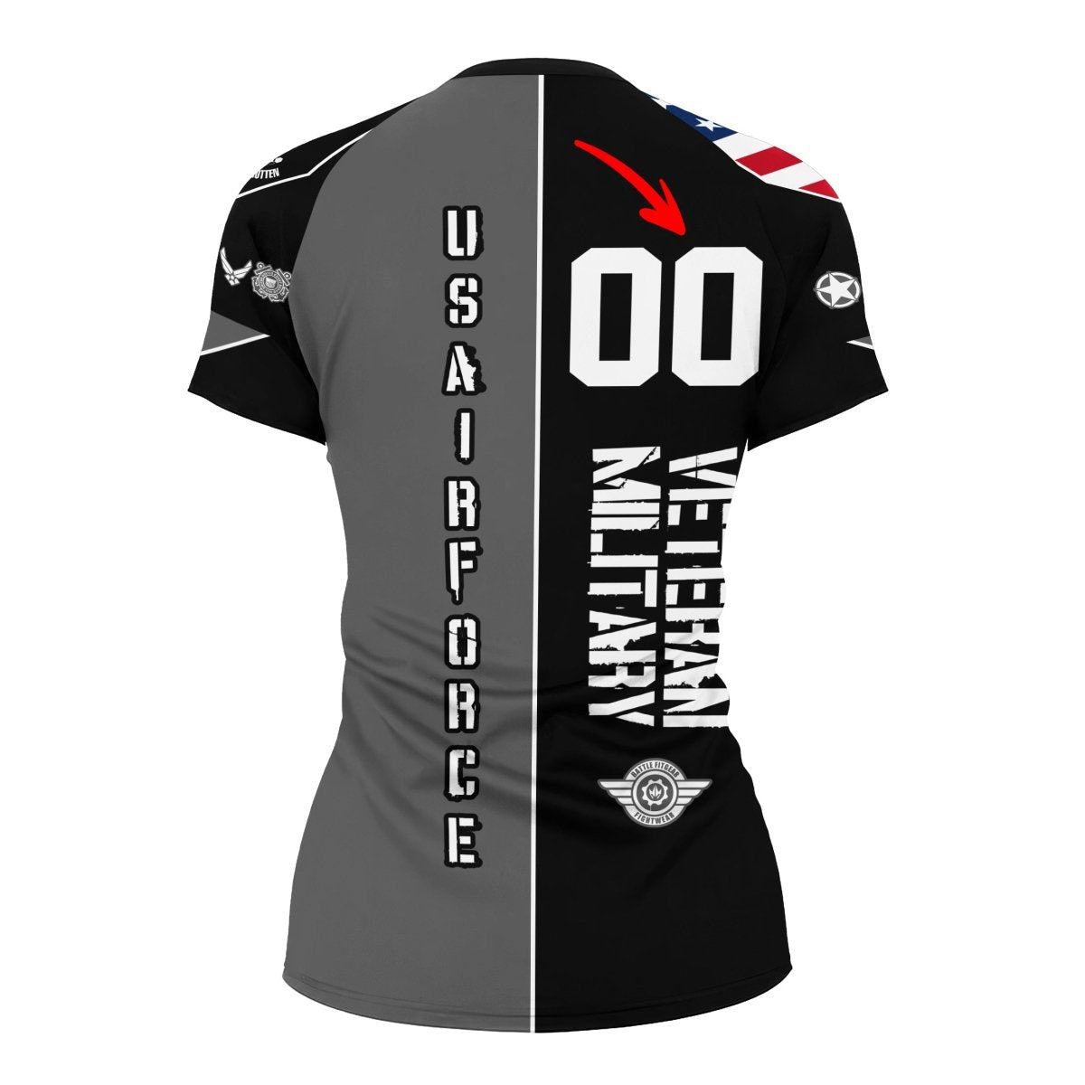 Personalized Veteran Military Air Force Women's Short Sleeve Rash Guard - BattleFitGear