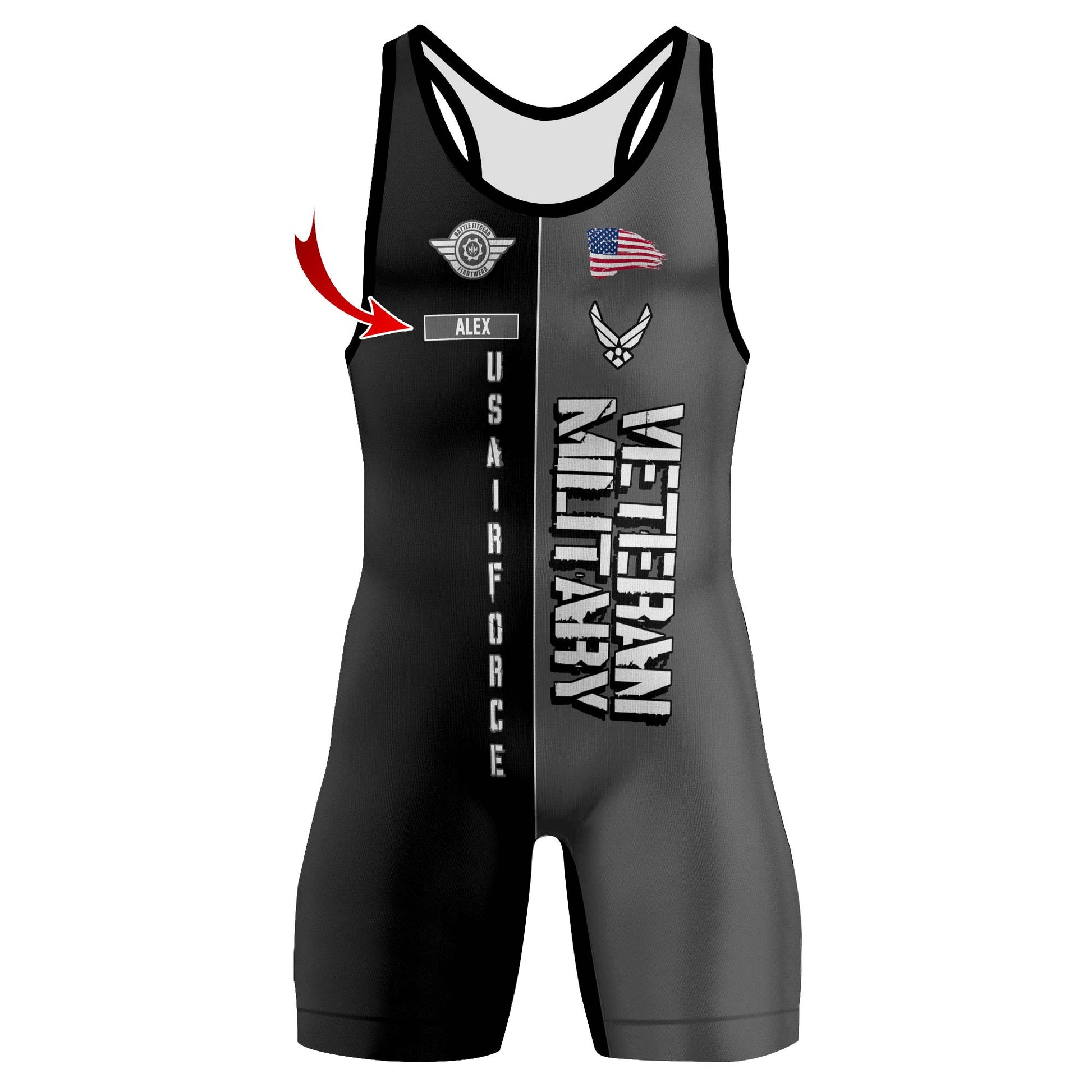 Personalized Veteran Military Air Force Wrestling Singlets