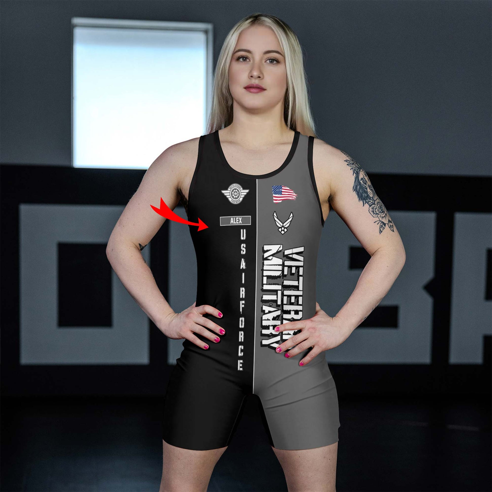 Personalized Veteran Military Air Force Wrestling Singlets
