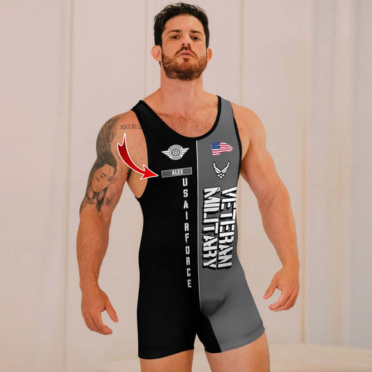 Personalized Veteran Military Air Force Wrestling Singlets