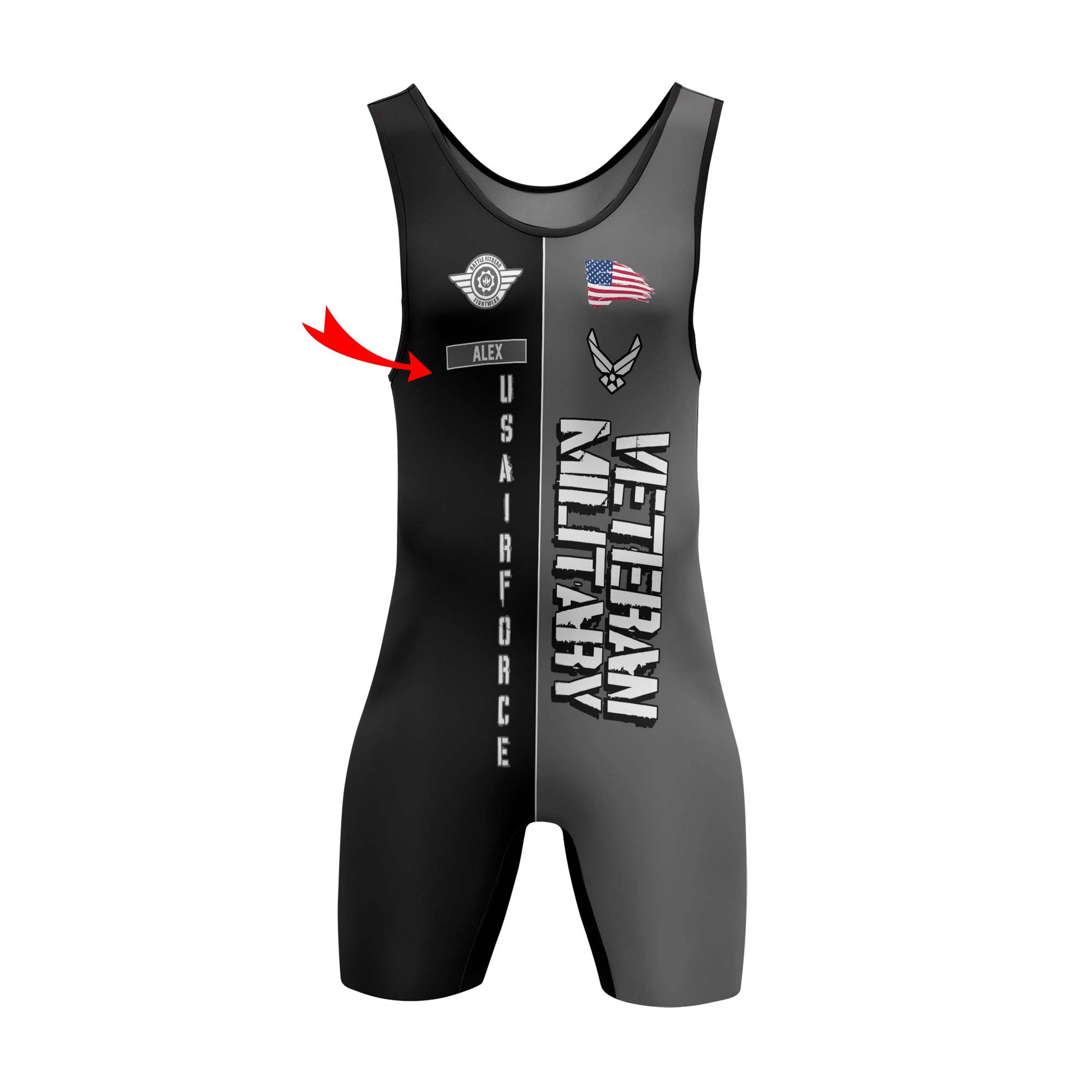 Personalized Veteran Military Air Force Wrestling Singlets