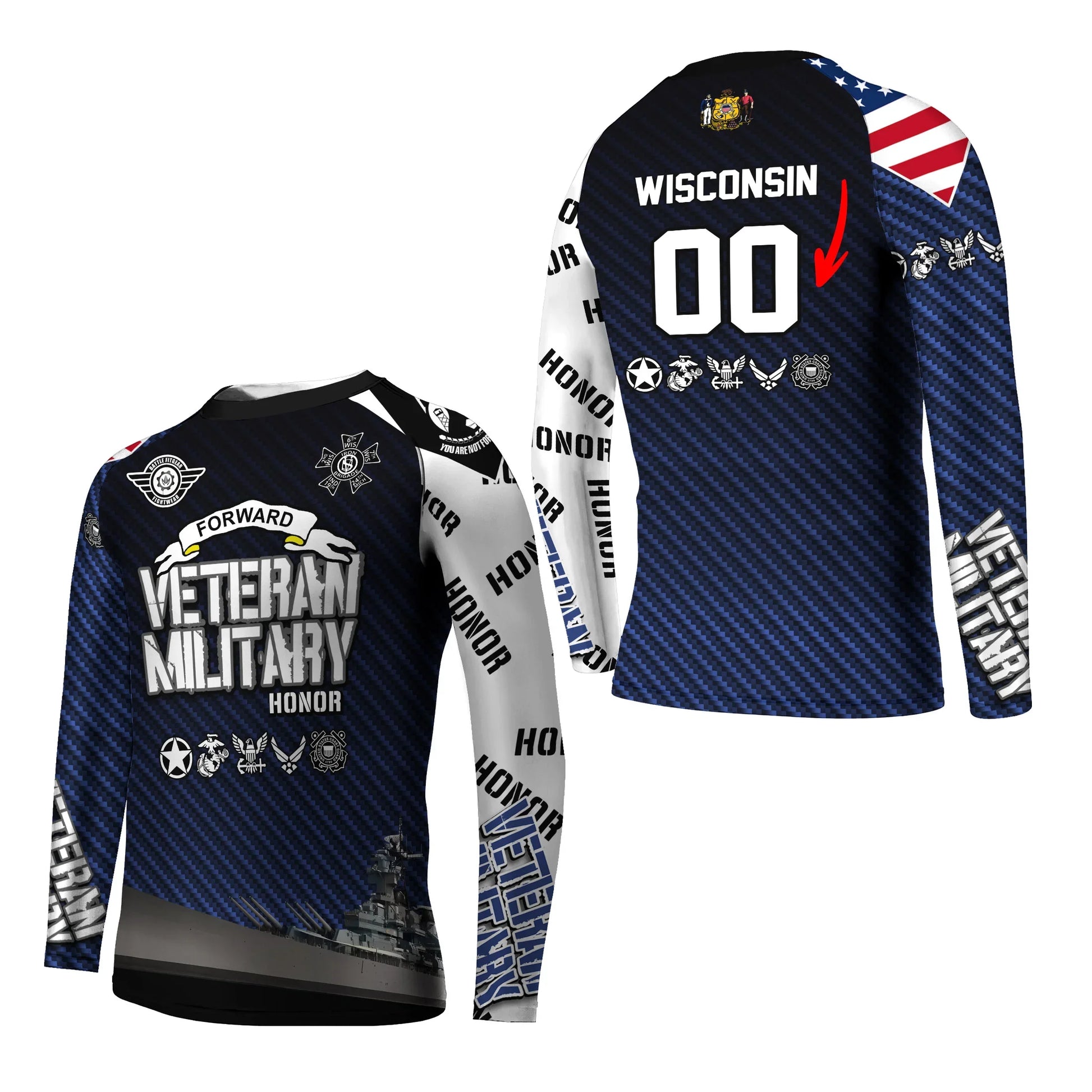 Personalized Veteran Military Honor Kids Rash Guard