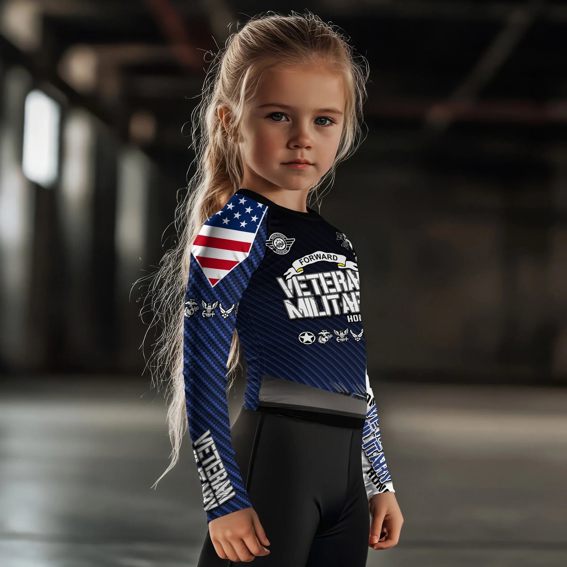 Personalized Veteran Military Honor Kids Rash Guard